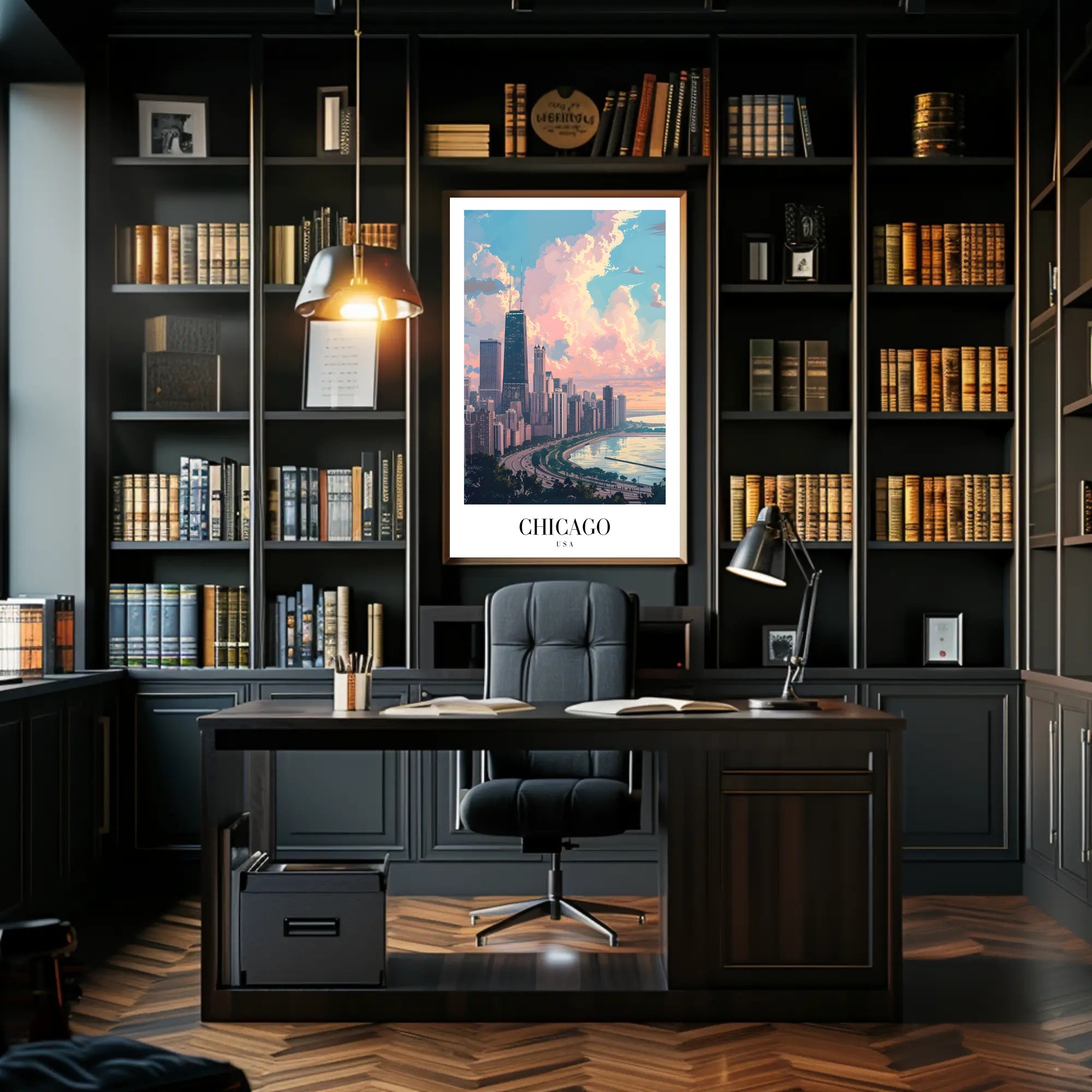 Chicago Skyline Art: Serene Urban Cityscape Poster PosterGoat