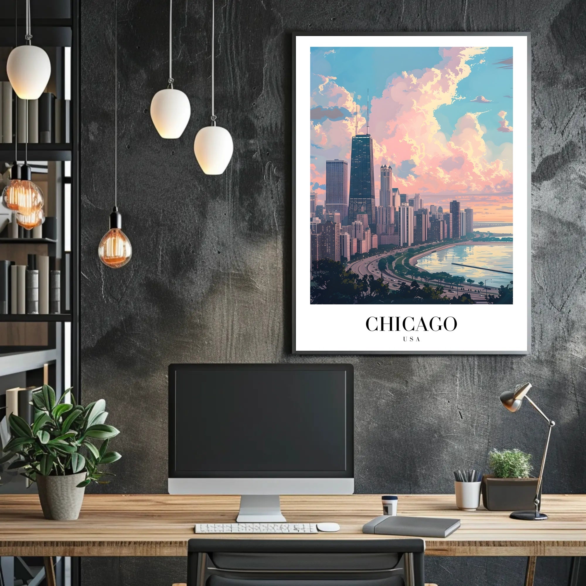 Chicago Skyline Art: Serene Urban Cityscape Poster PosterGoat