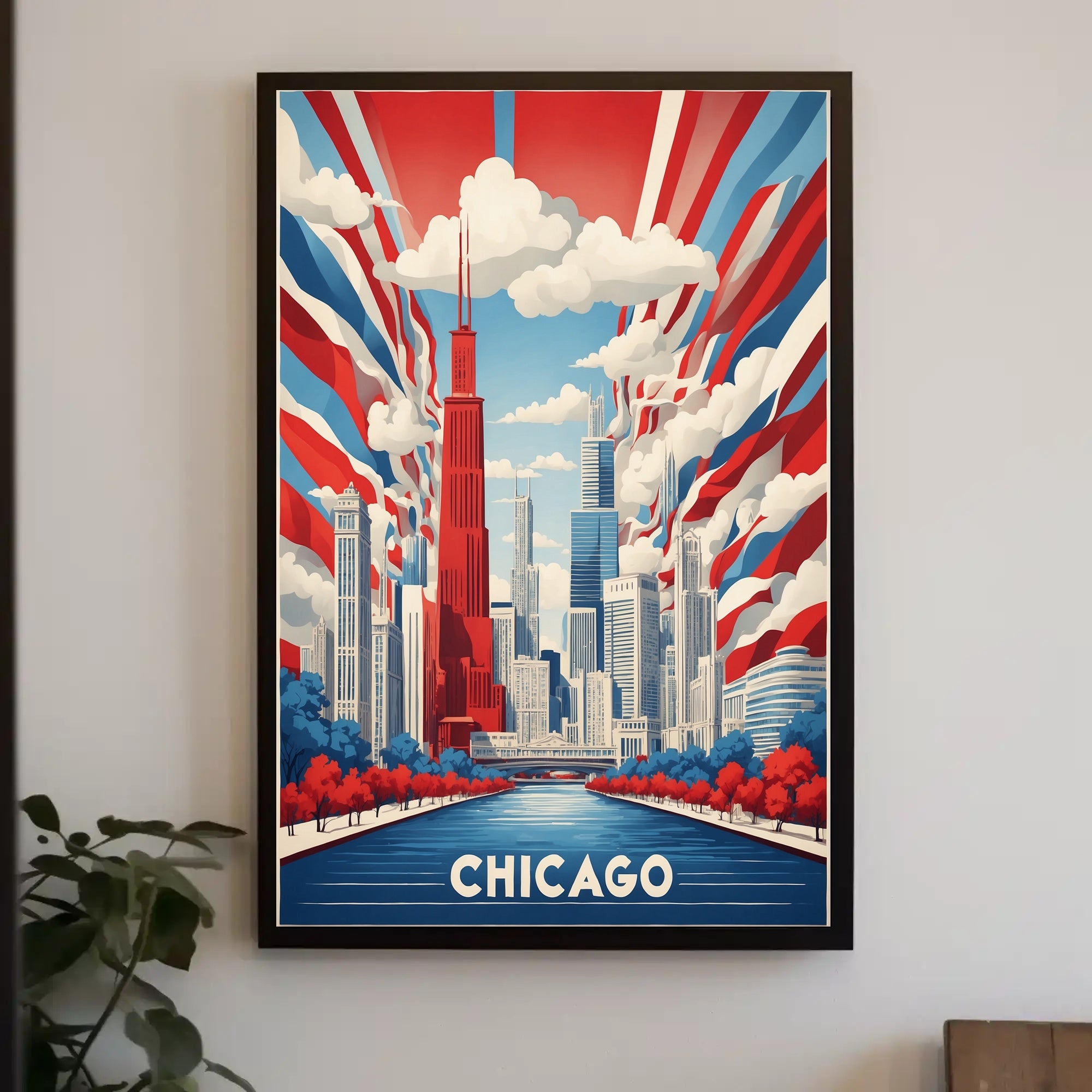 Chicago Skyline Celebration in a Vibrant Urban Cityscape Poster PosterGoat