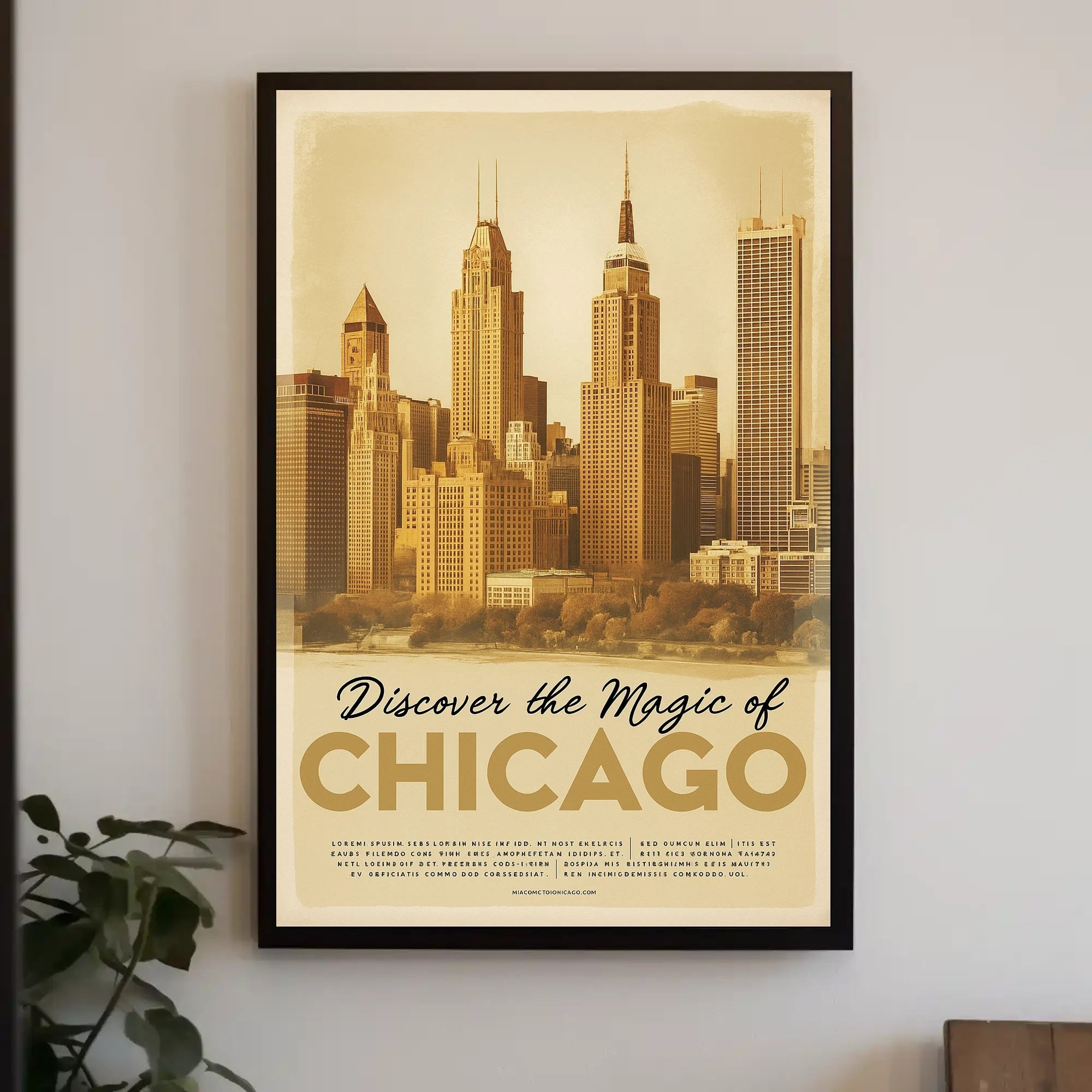 Chicago Skyline Vintage Cityscape Poster PosterGoat