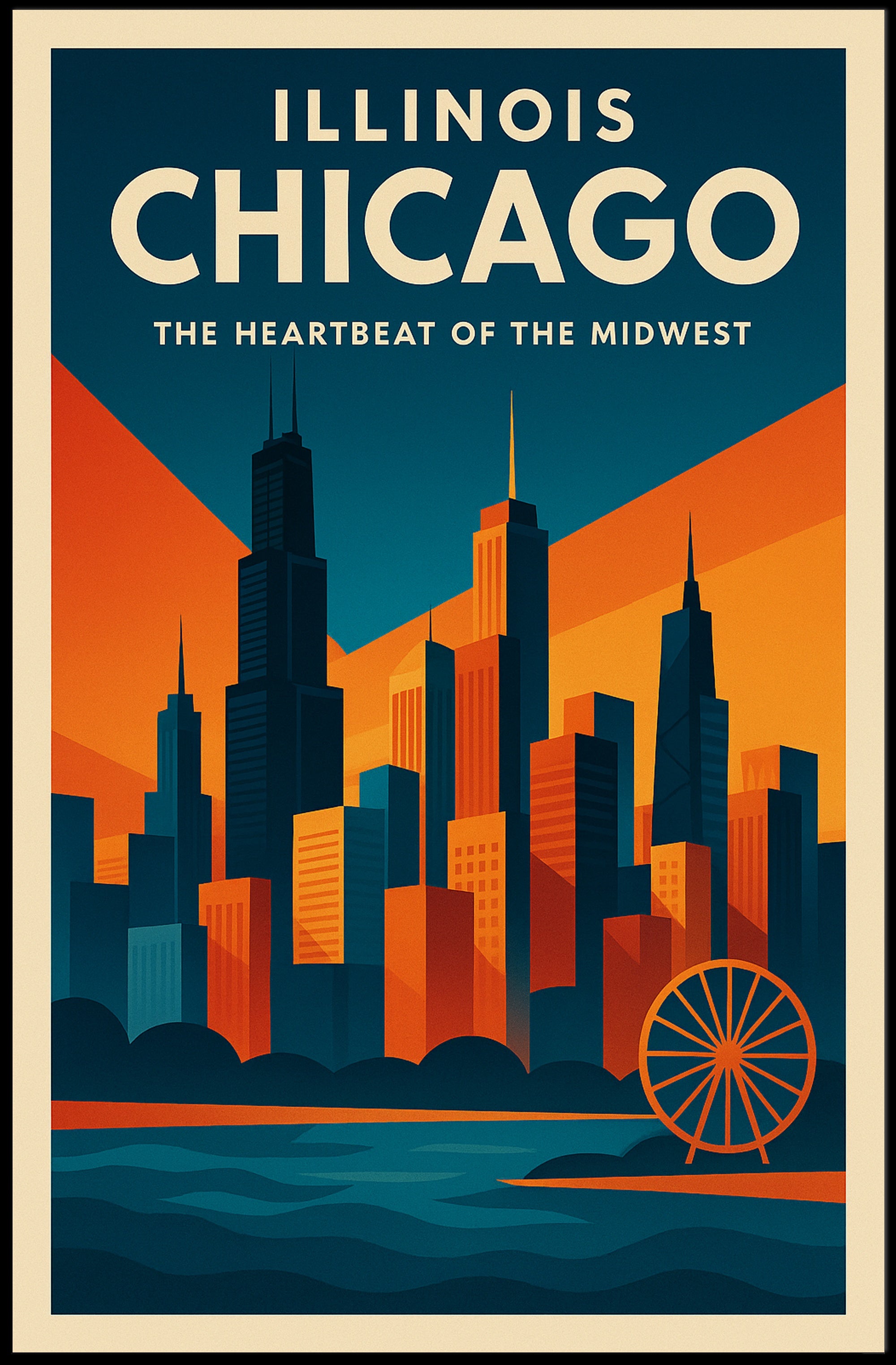 Chicago The Heartbeat of the Midwest Poster PosterGoat