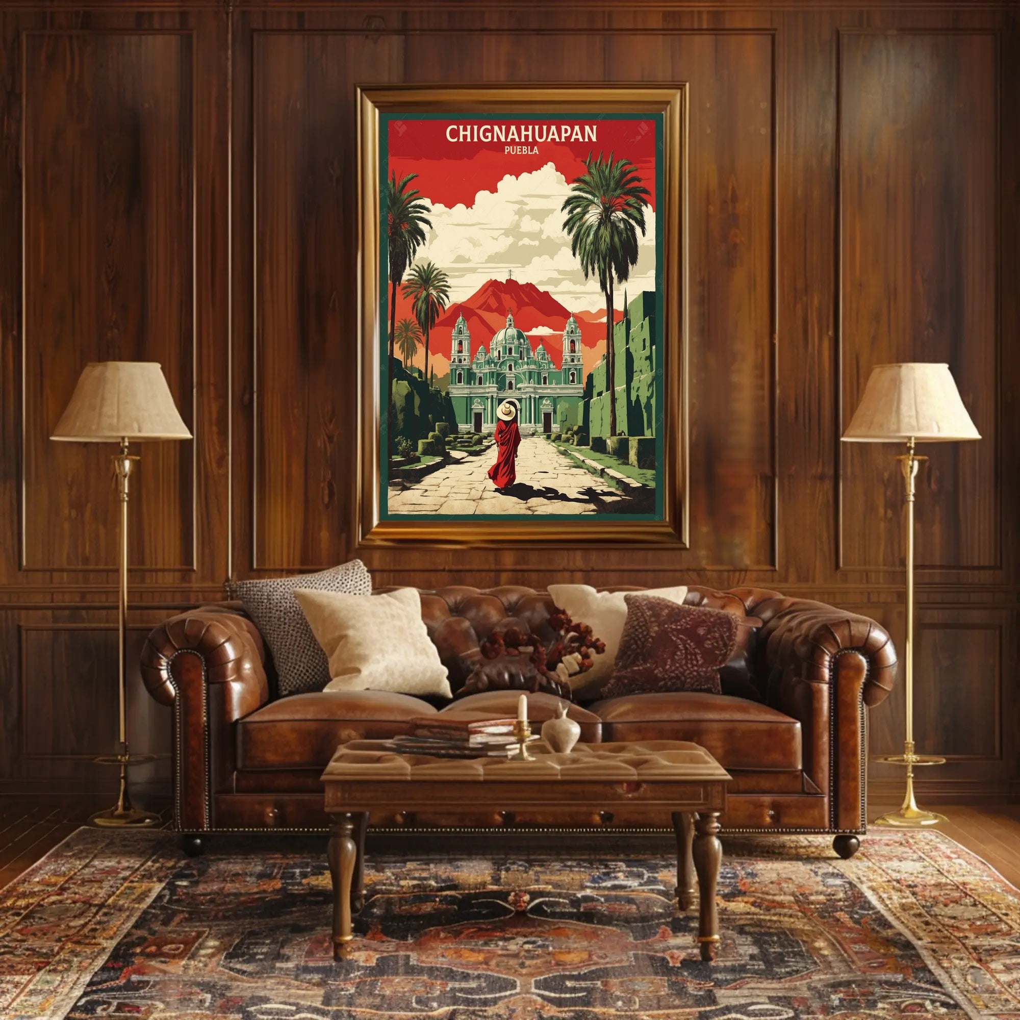 Chignahuapan Cathedral Vintage Art Poster PosterGoat