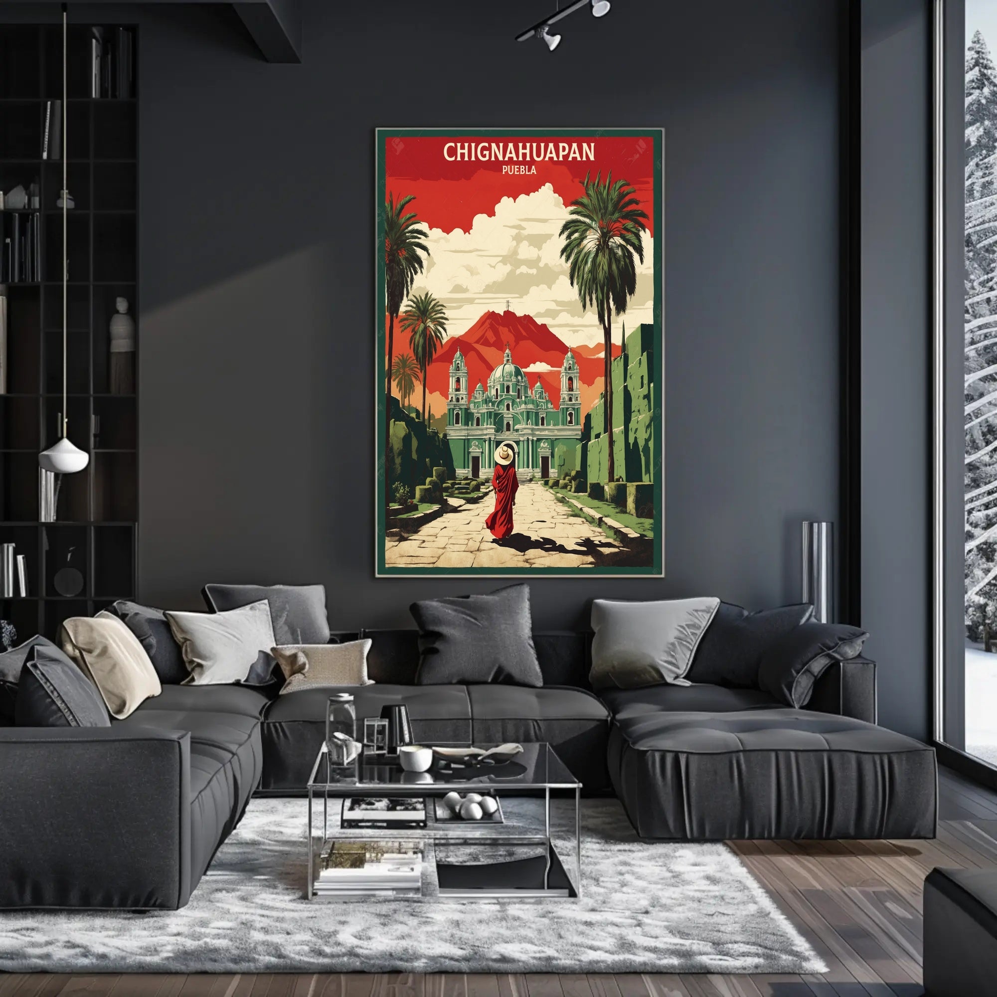 Chignahuapan Cathedral Vintage Art Poster PosterGoat