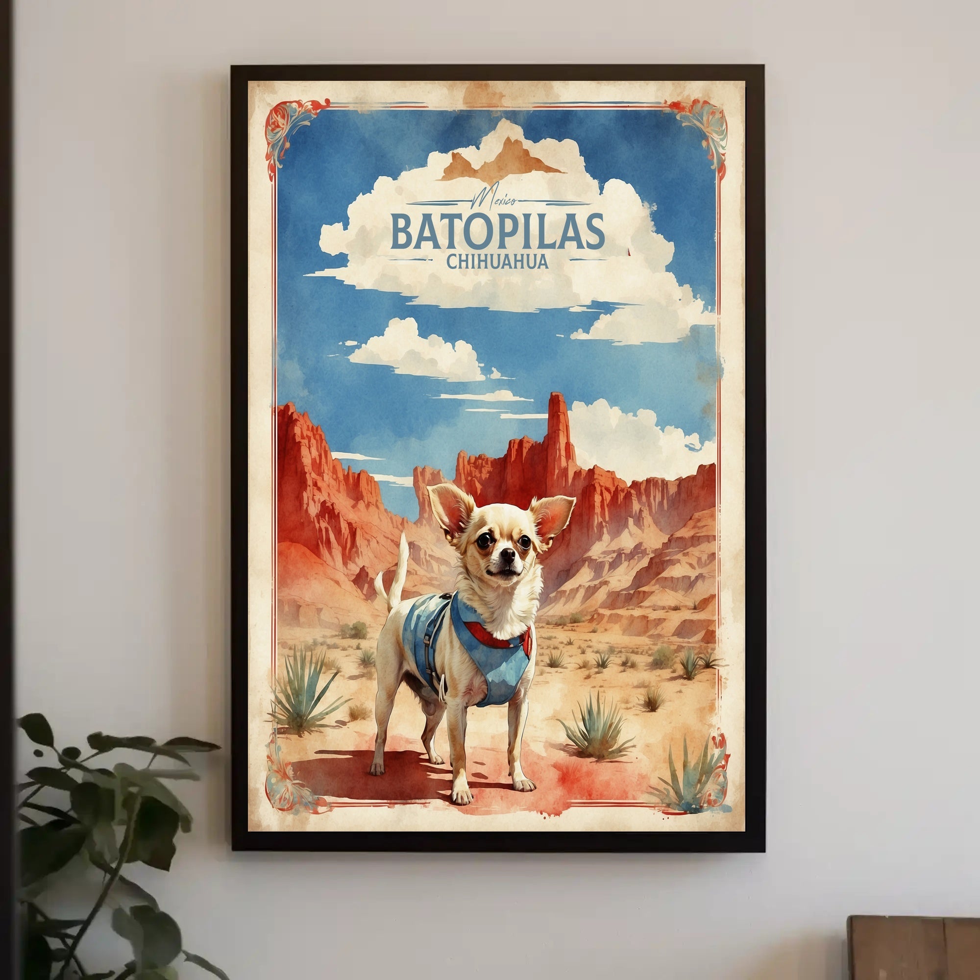 Chihuahua Adventure in Mexican Desert Dog Breed Poster PosterGoat