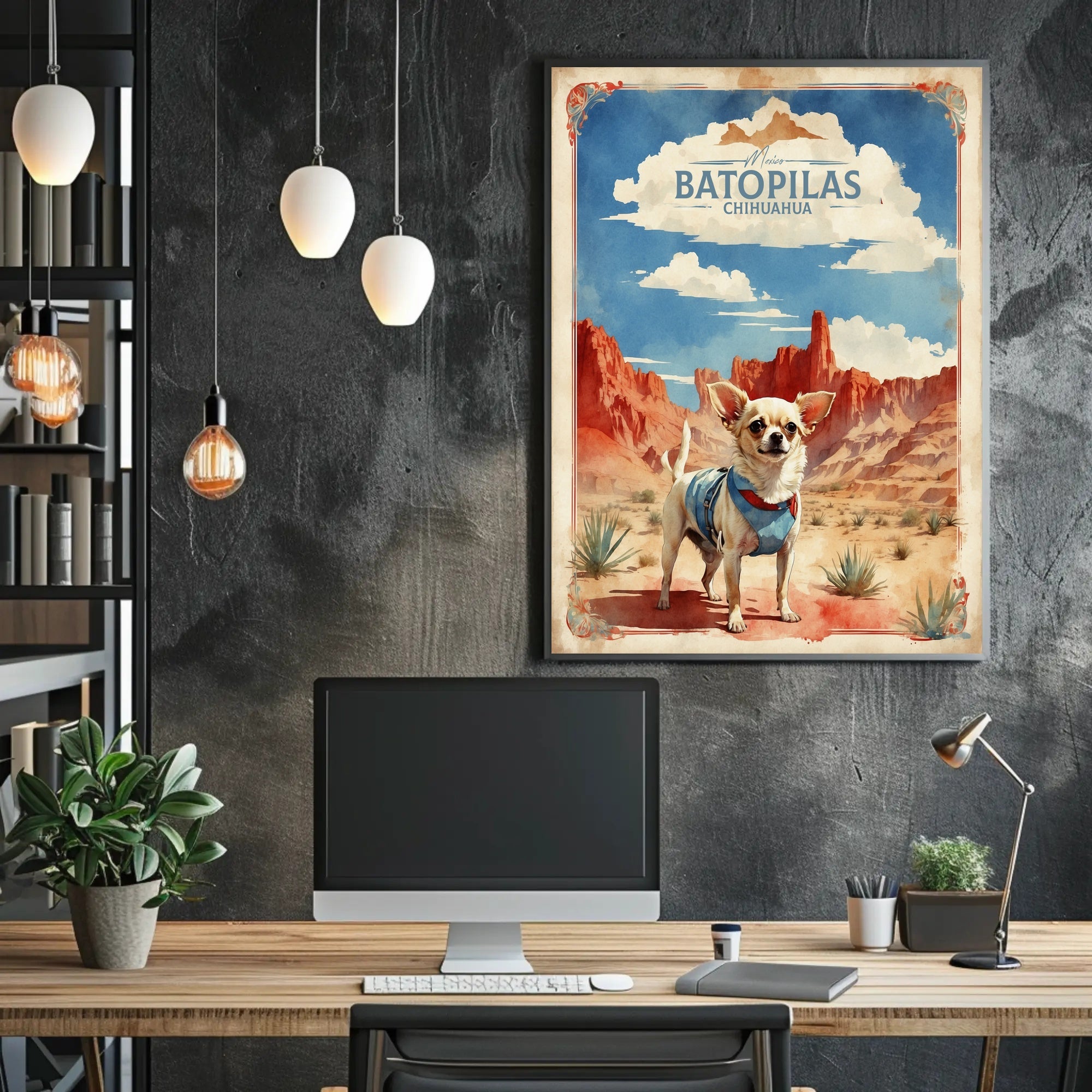 Chihuahua Adventure in Mexican Desert Dog Breed Poster PosterGoat