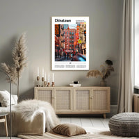 Chinatown Street Scene in Manhattan Cultural or Heritage Poster PosterGoat