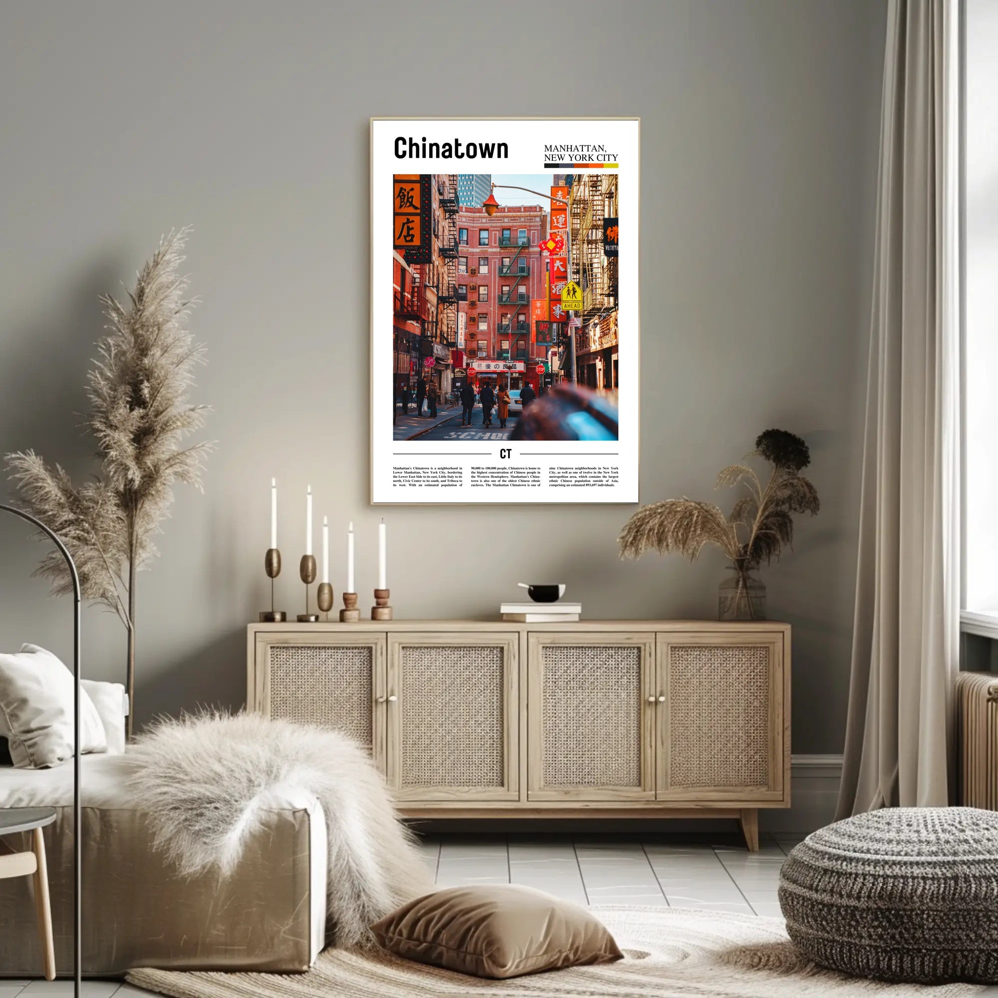 Chinatown Street Scene in Manhattan Cultural or Heritage Poster PosterGoat