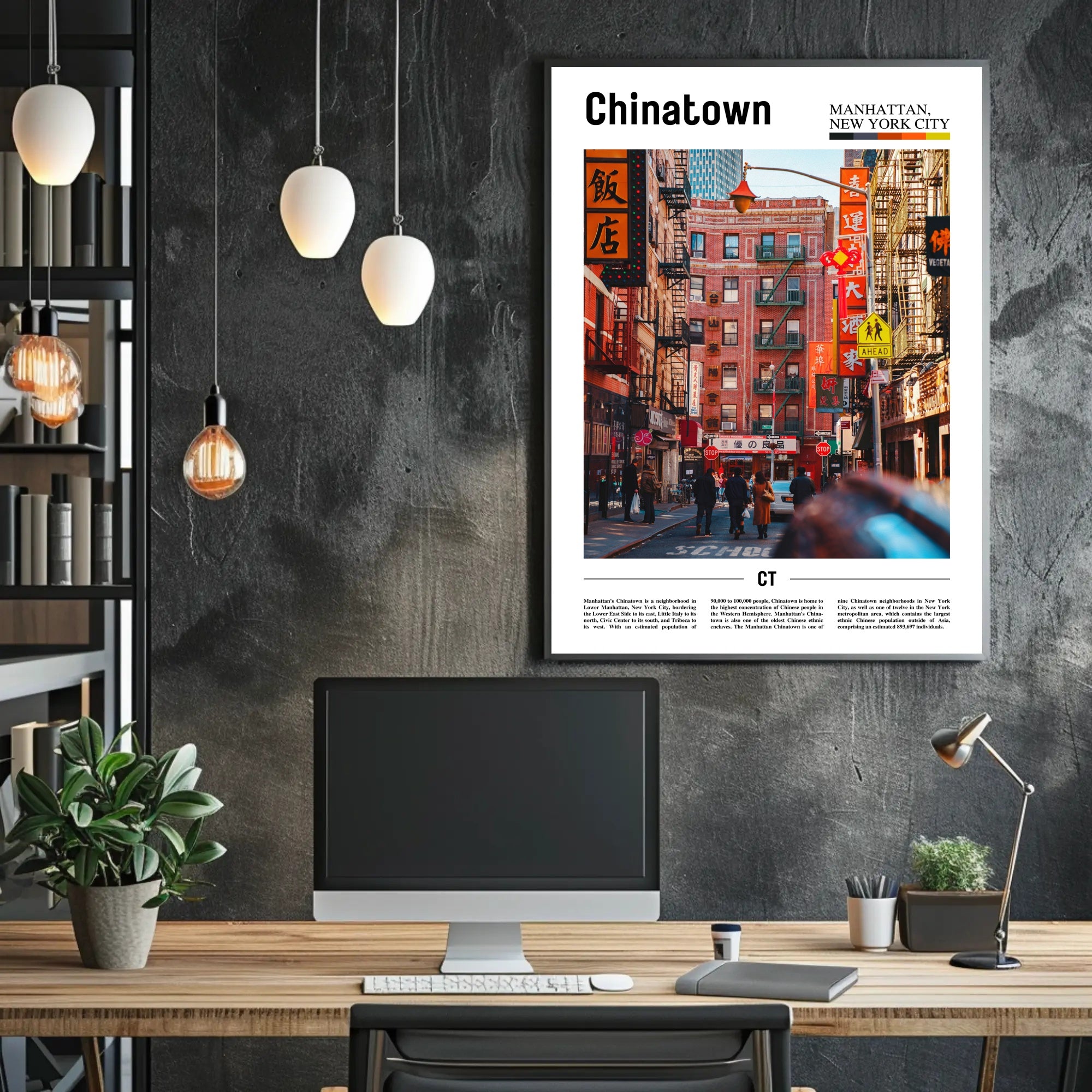 Chinatown Street Scene in Manhattan Cultural or Heritage Poster PosterGoat