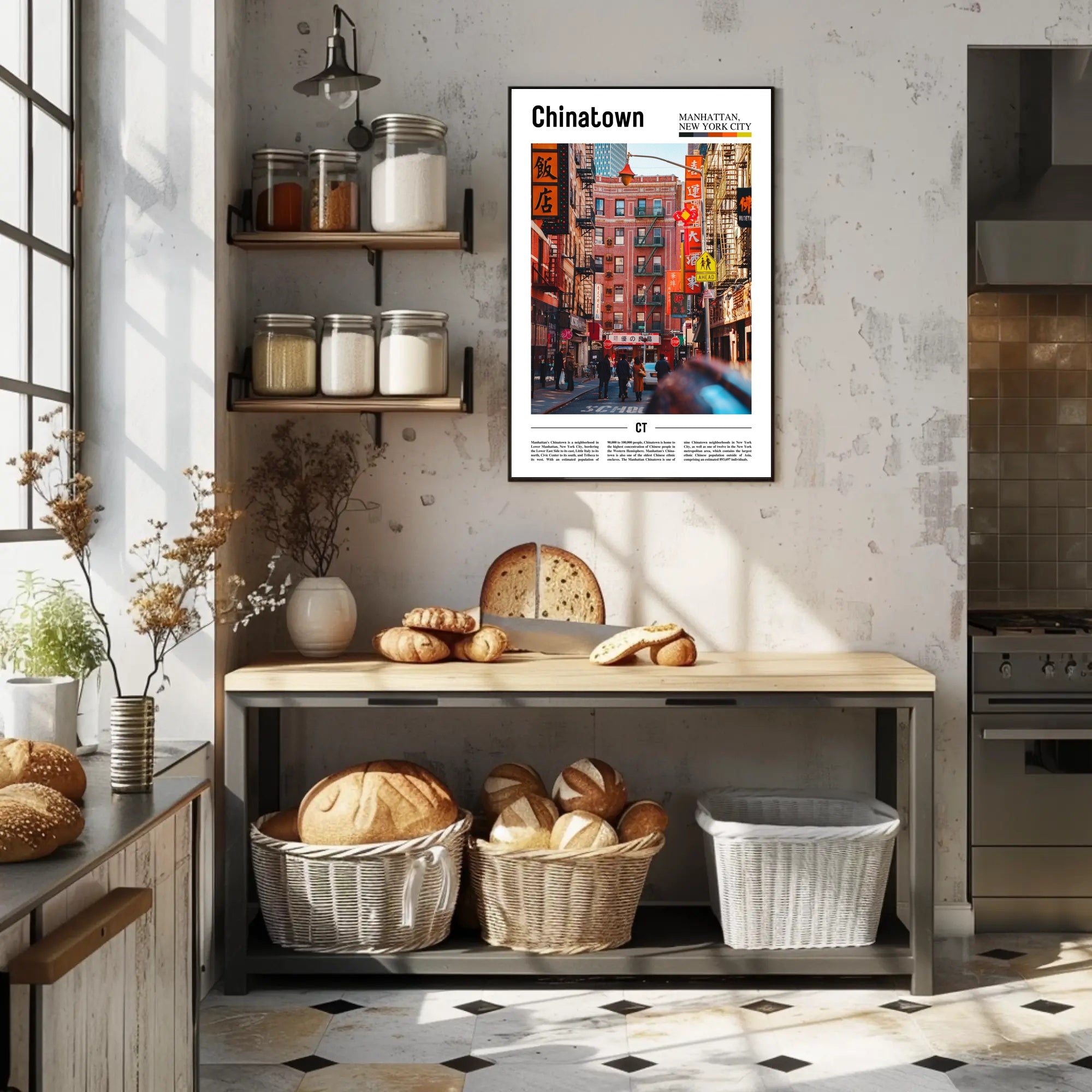 Chinatown Street Scene in Manhattan Cultural or Heritage Poster PosterGoat