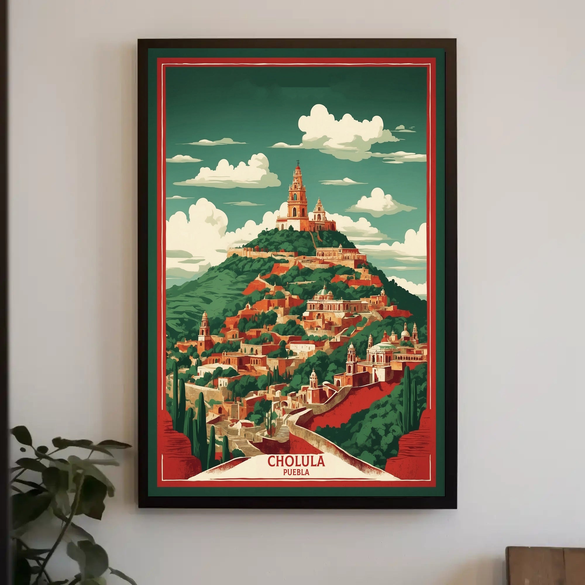 Cholula Pyramid and Church Scenic Travel Poster PosterGoat