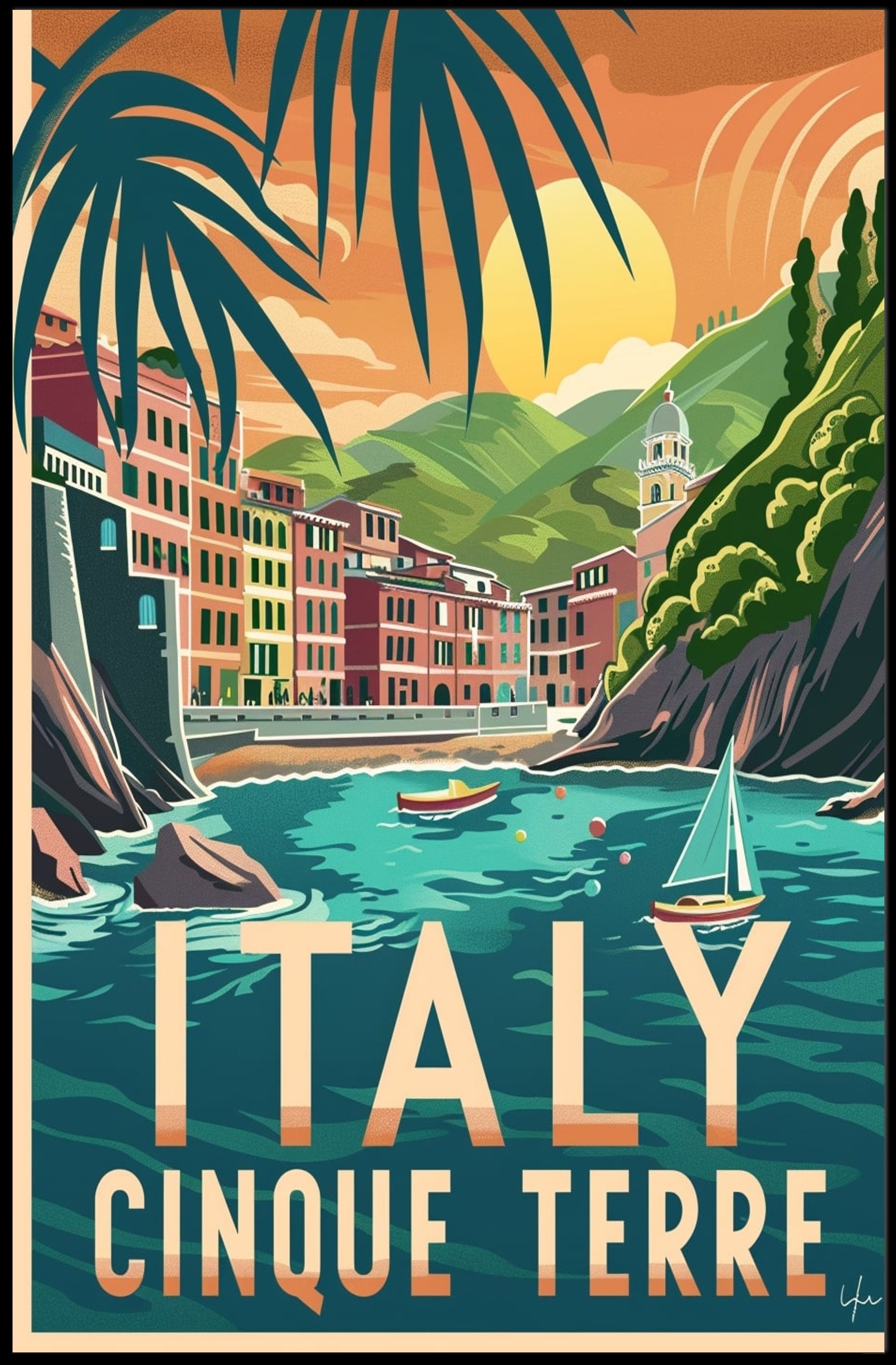 Cinque Terre Vintage Travel Art - Travel Poster PosterGoat