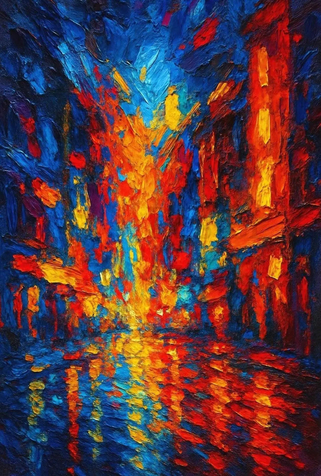 City Lights at Night Impressionistic Abstract Poster PosterGoat