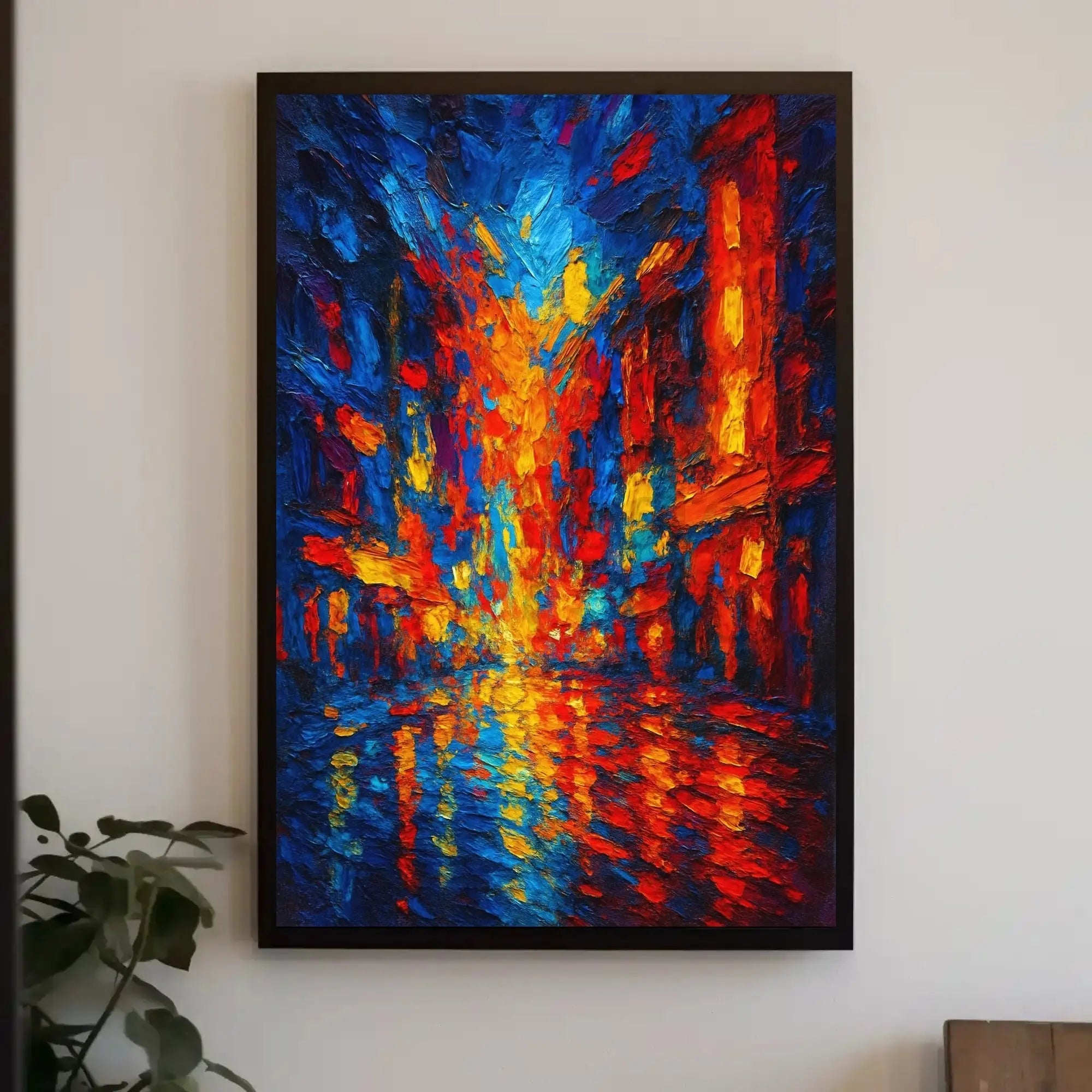 City Lights at Night Impressionistic Abstract Poster PosterGoat