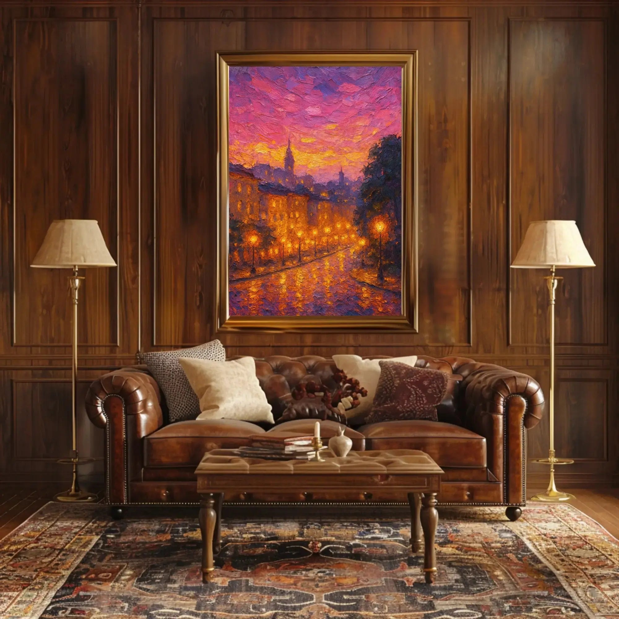 Cityscape at Sunset: European Impressionist Artistic Poster PosterGoat