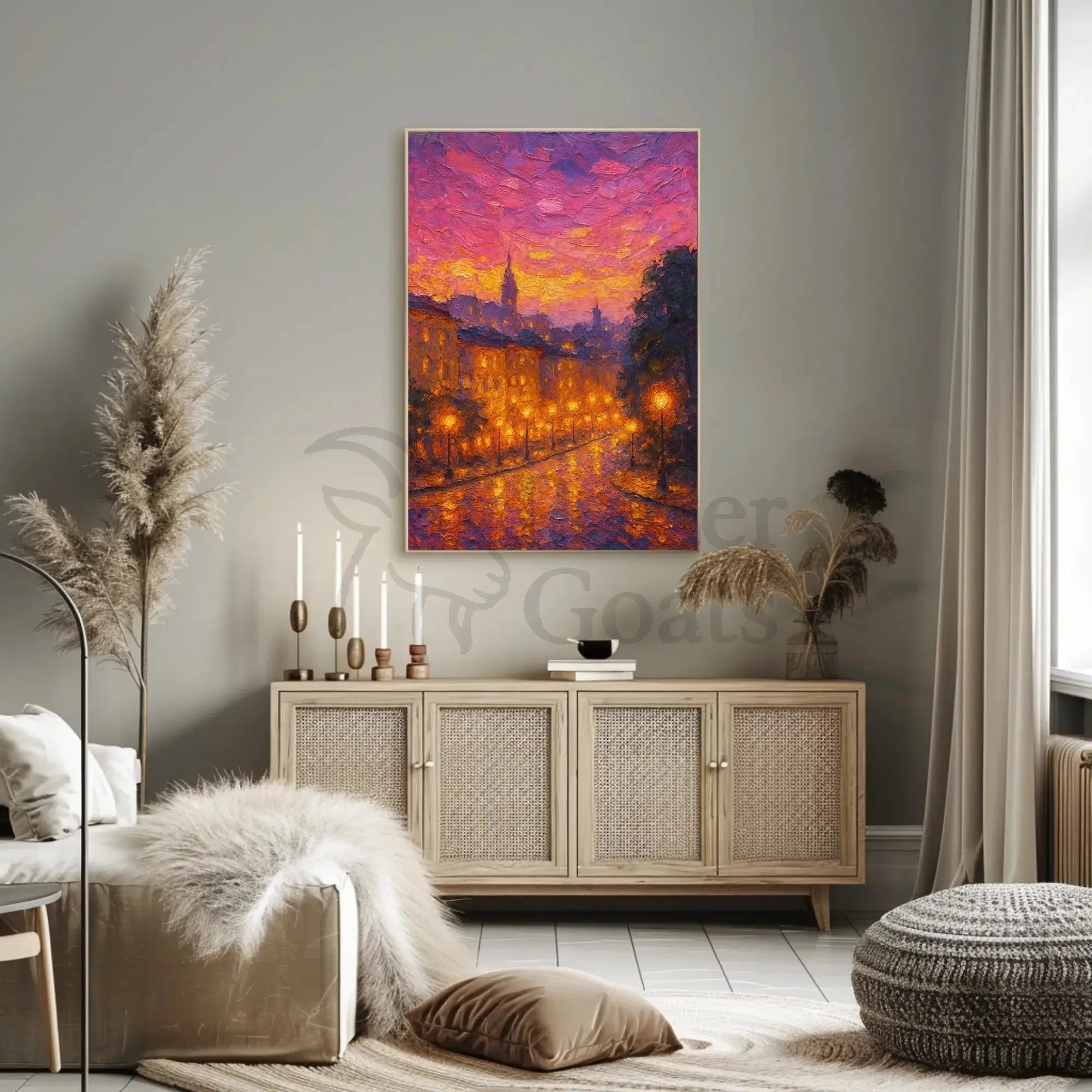 Cityscape at Sunset: European Impressionist Artistic Poster PosterGoat