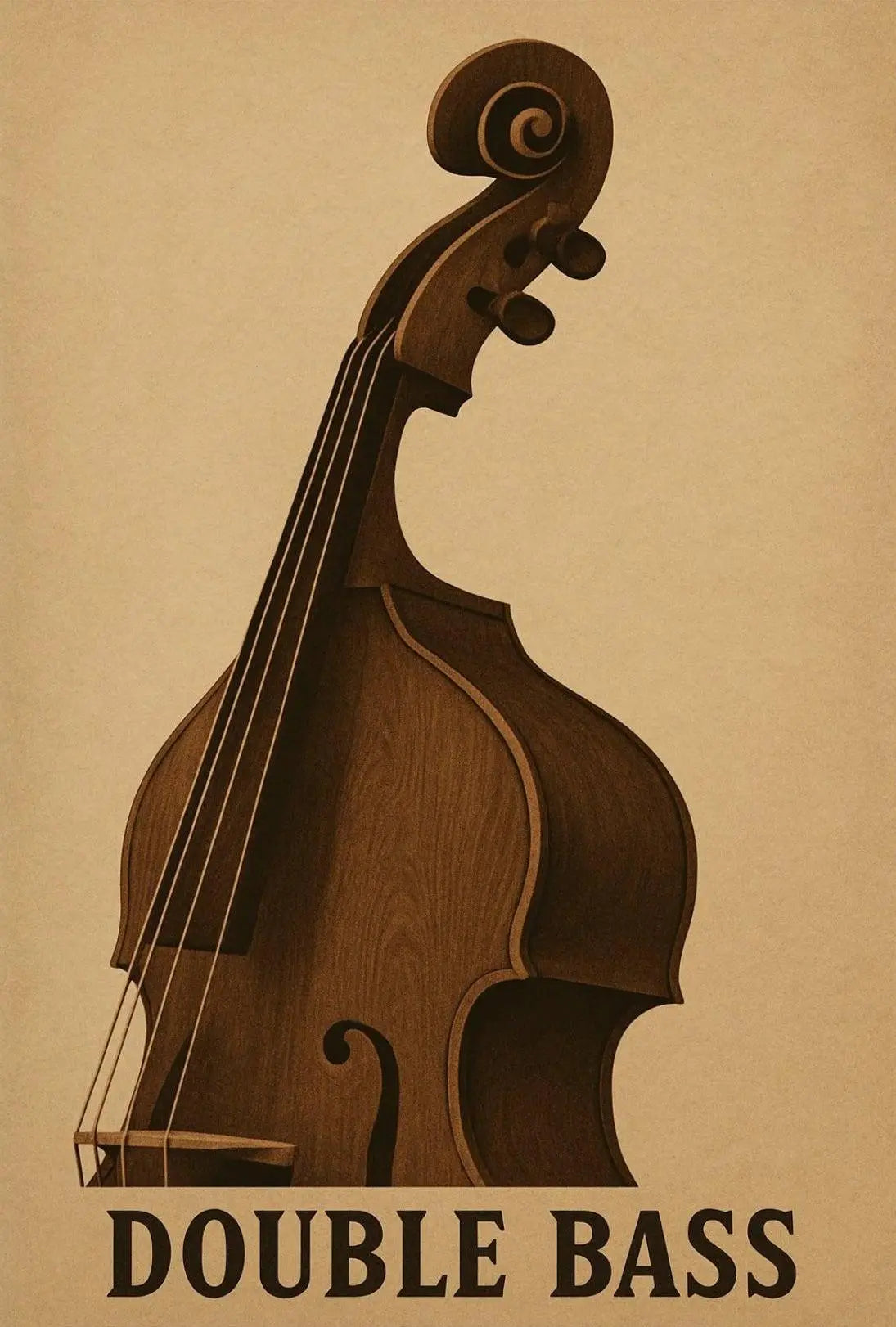 Classic Double Bass Illustration Vintage Artistic Poster PosterGoat
