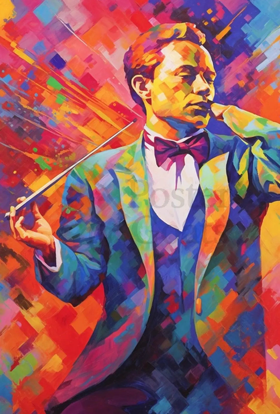 Classical Conductor in Motion Abstract, Artistic Poster PosterGoat