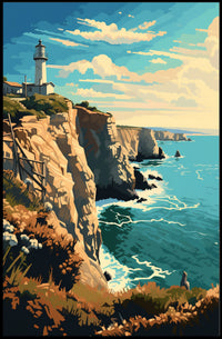 Coastal Lighthouse Vintage Travel Artistic Poster PosterGoat