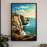 Coastal Lighthouse Vintage Travel Artistic Poster PosterGoat