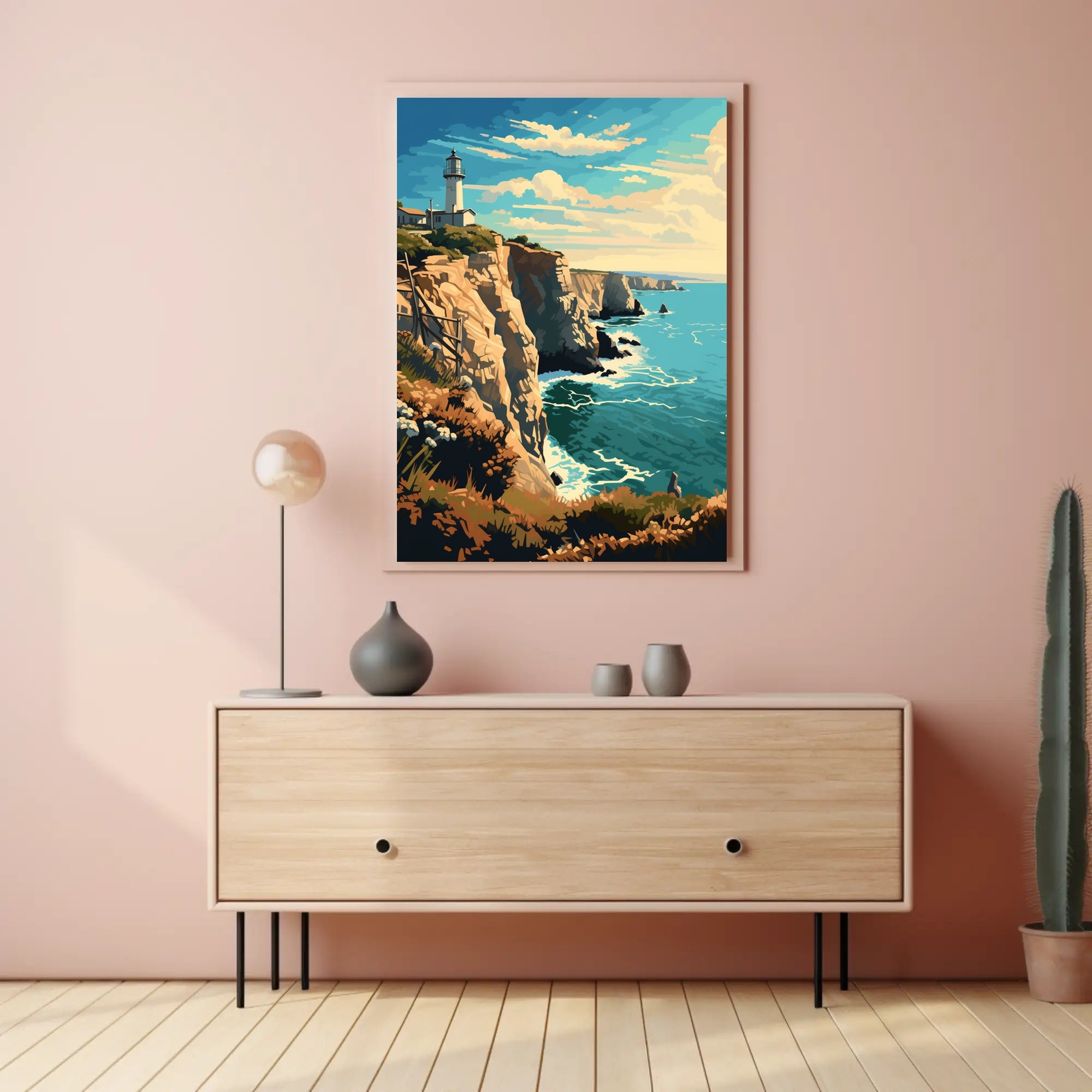 Coastal Lighthouse Vintage Travel Artistic Poster PosterGoat