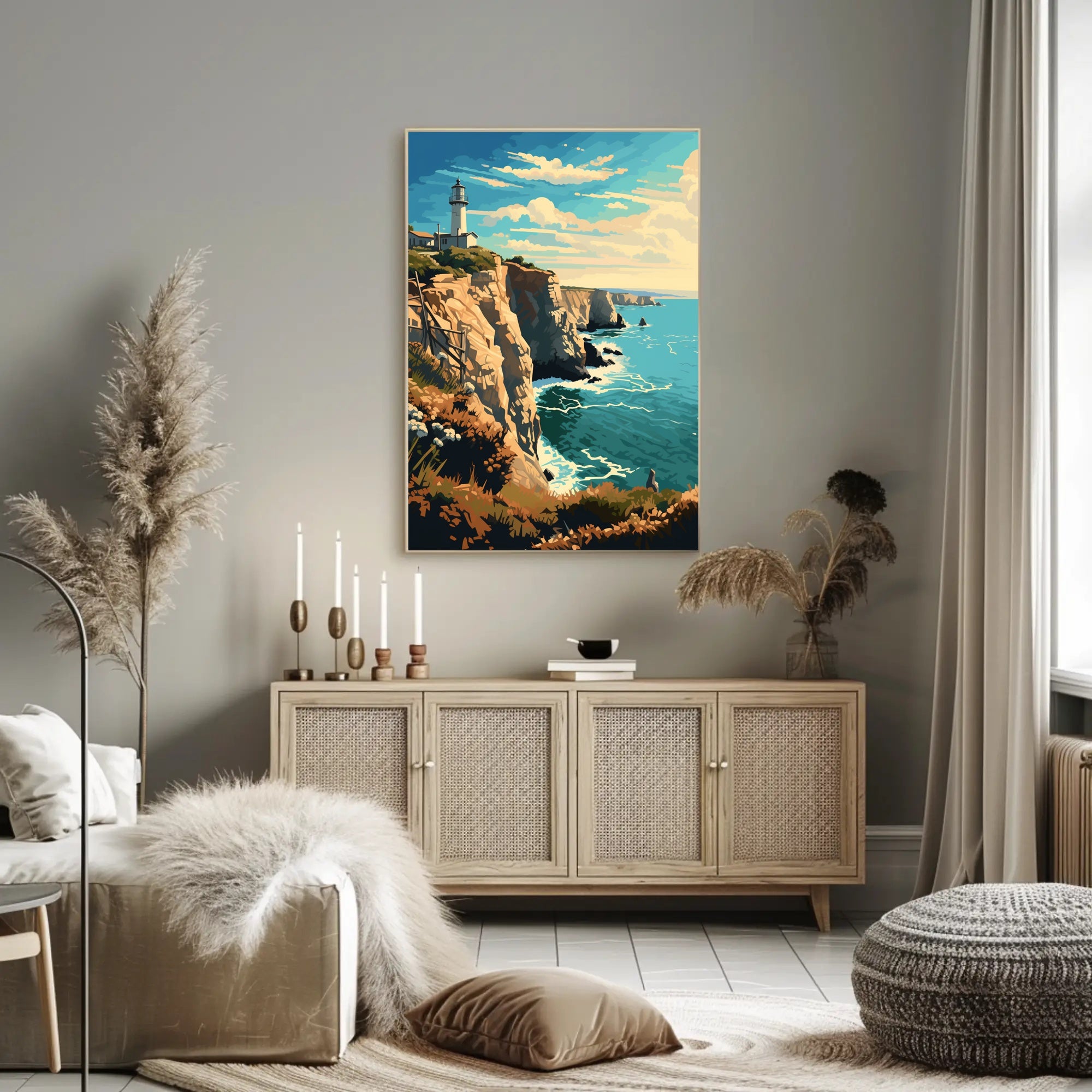 Coastal Lighthouse Vintage Travel Artistic Poster PosterGoat