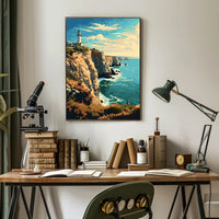 Coastal Lighthouse Vintage Travel Artistic Poster PosterGoat
