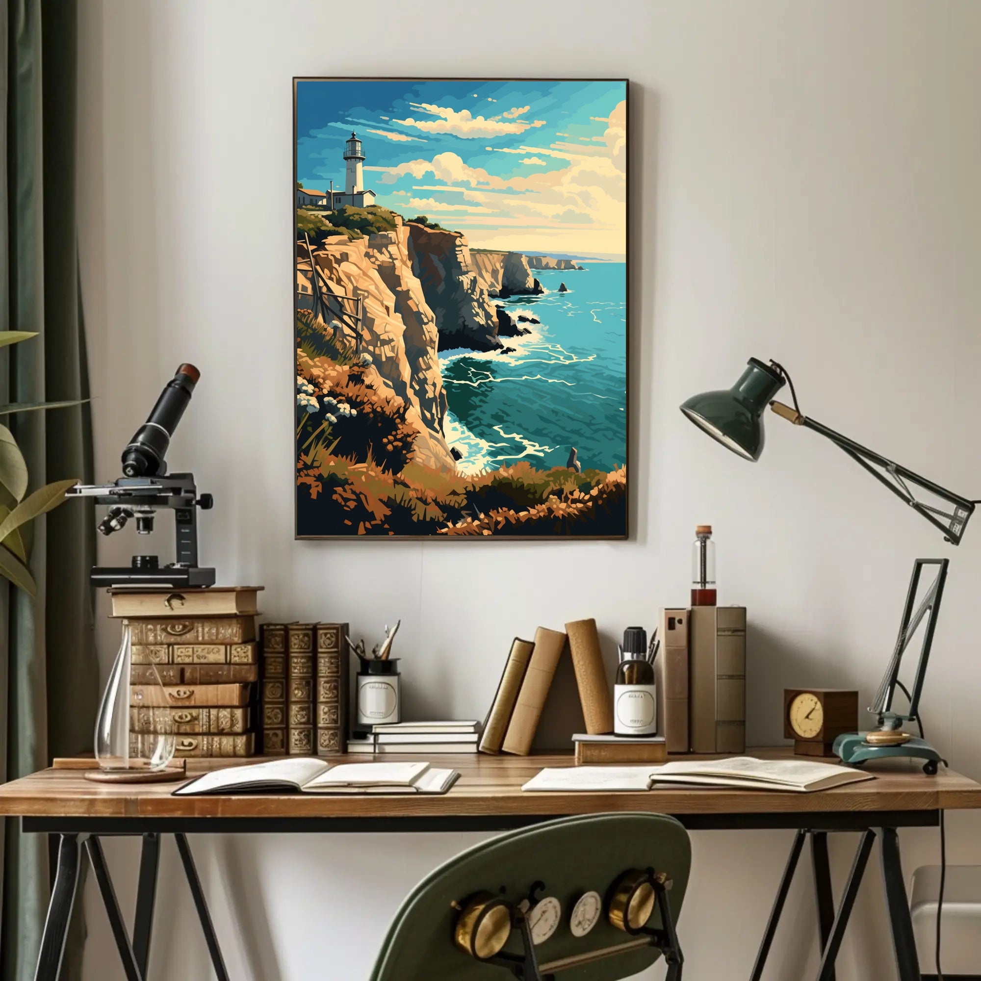 Coastal Lighthouse Vintage Travel Artistic Poster PosterGoat