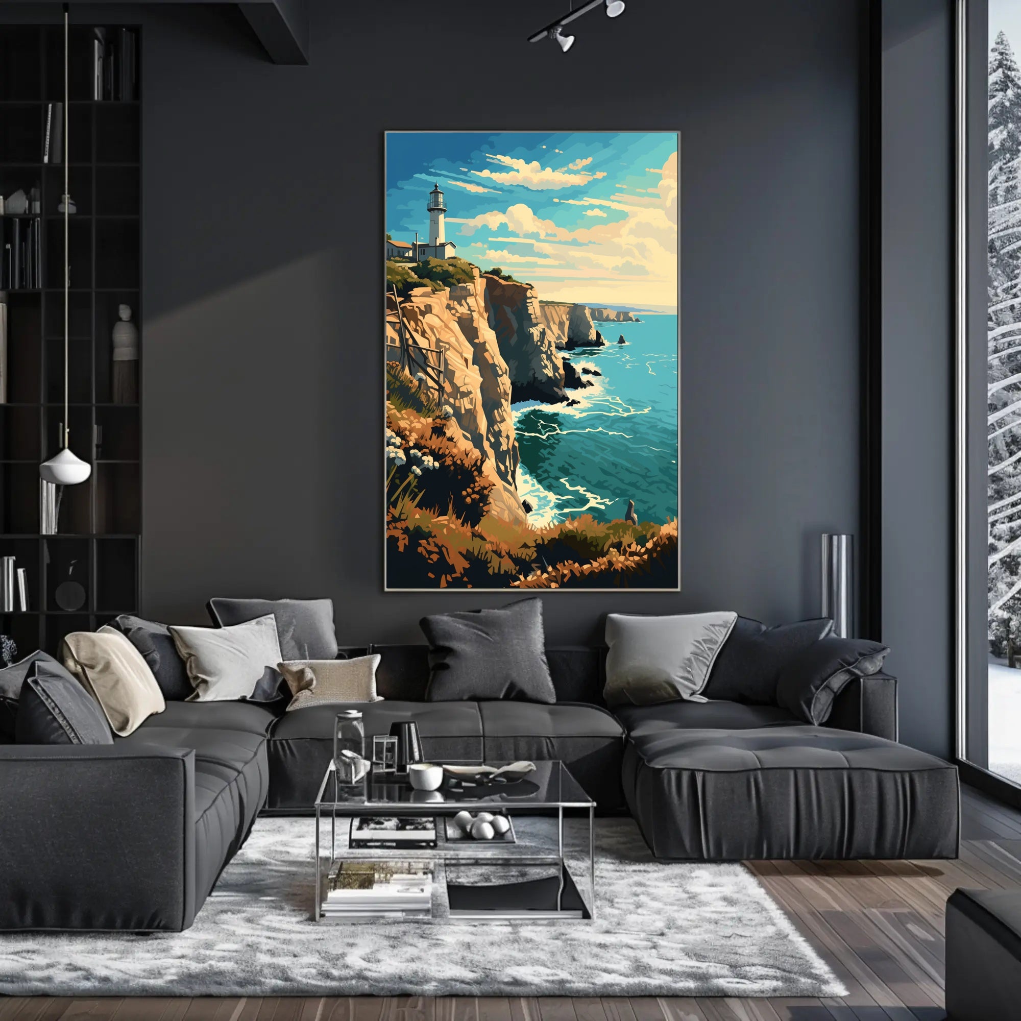 Coastal Lighthouse Vintage Travel Artistic Poster PosterGoat