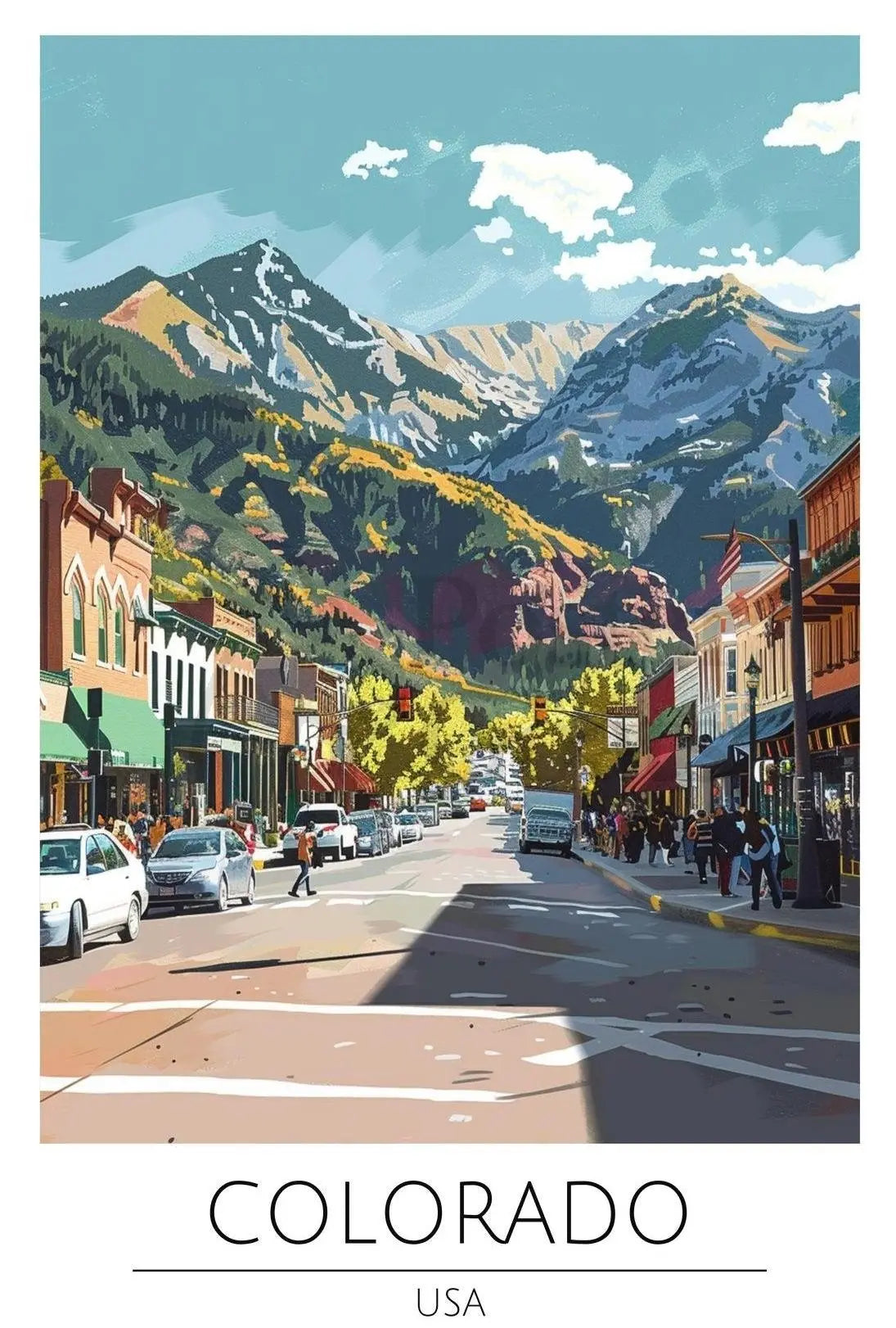 Colorado Mountain Town Scenic Vista Travel Poster PosterGoat