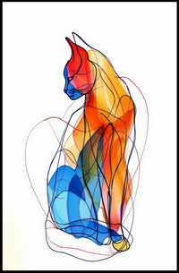 Colorful Abstract Cat Illustration for Artistic Poster PosterGoat