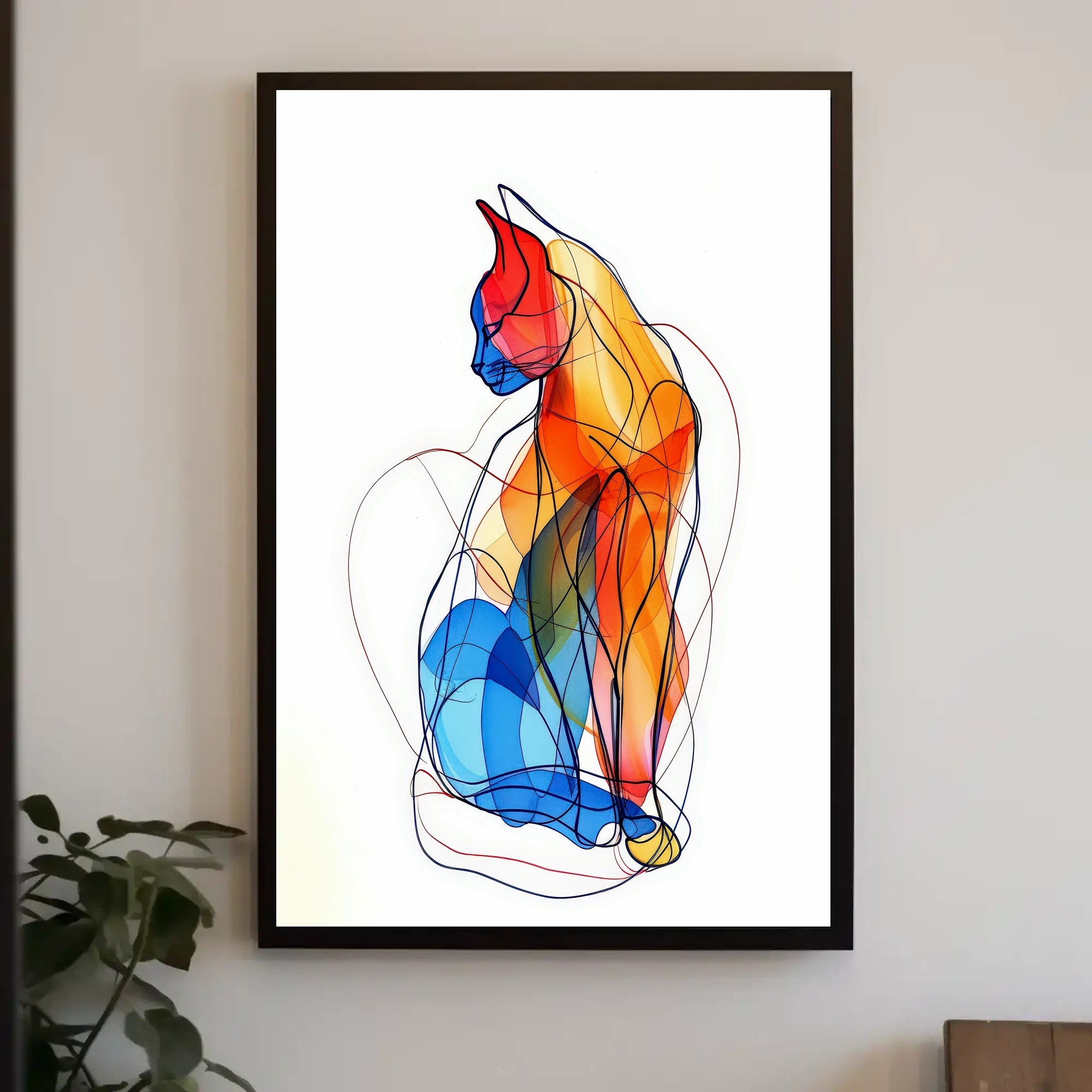 Colorful Abstract Cat Illustration for Artistic Poster PosterGoat