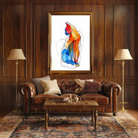 Colorful Abstract Cat Illustration for Artistic Poster PosterGoat