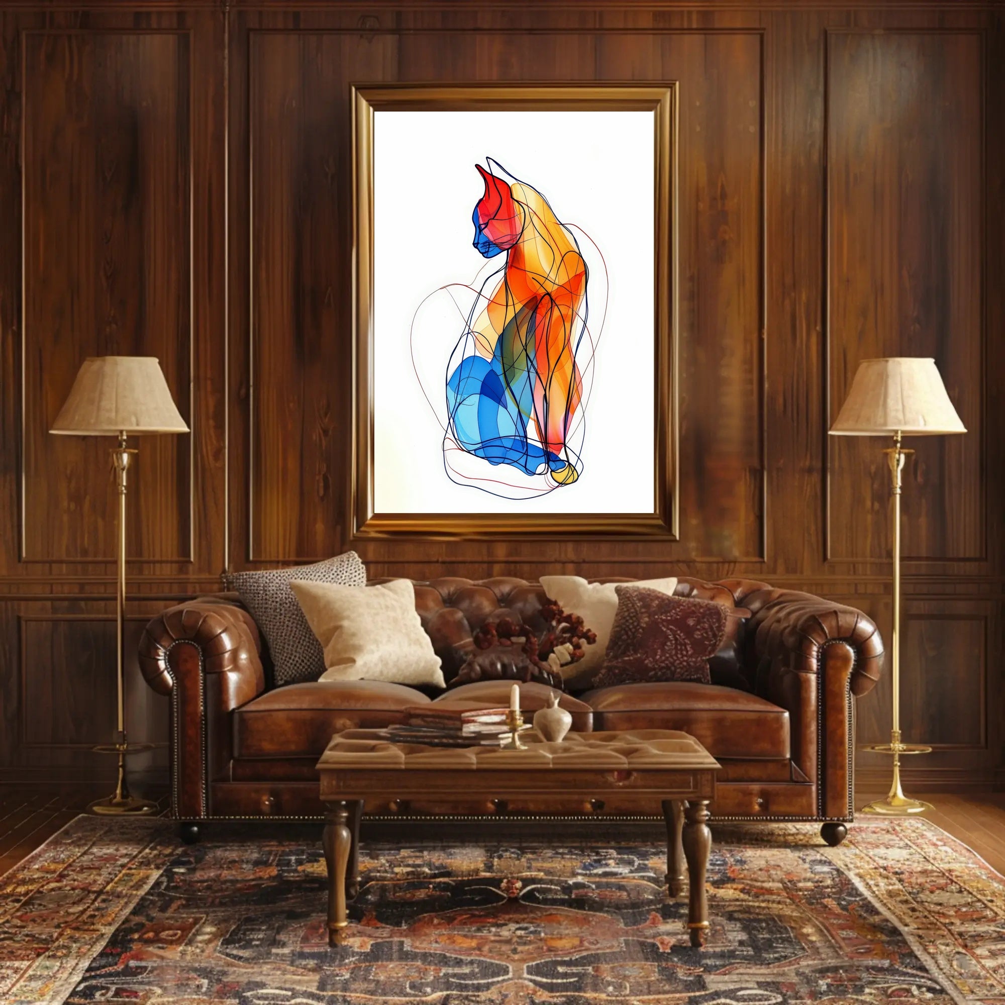 Colorful Abstract Cat Illustration for Artistic Poster PosterGoat