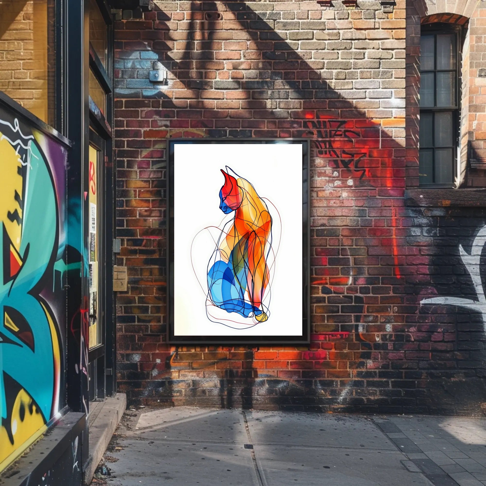 Colorful Abstract Cat Illustration for Artistic Poster PosterGoat