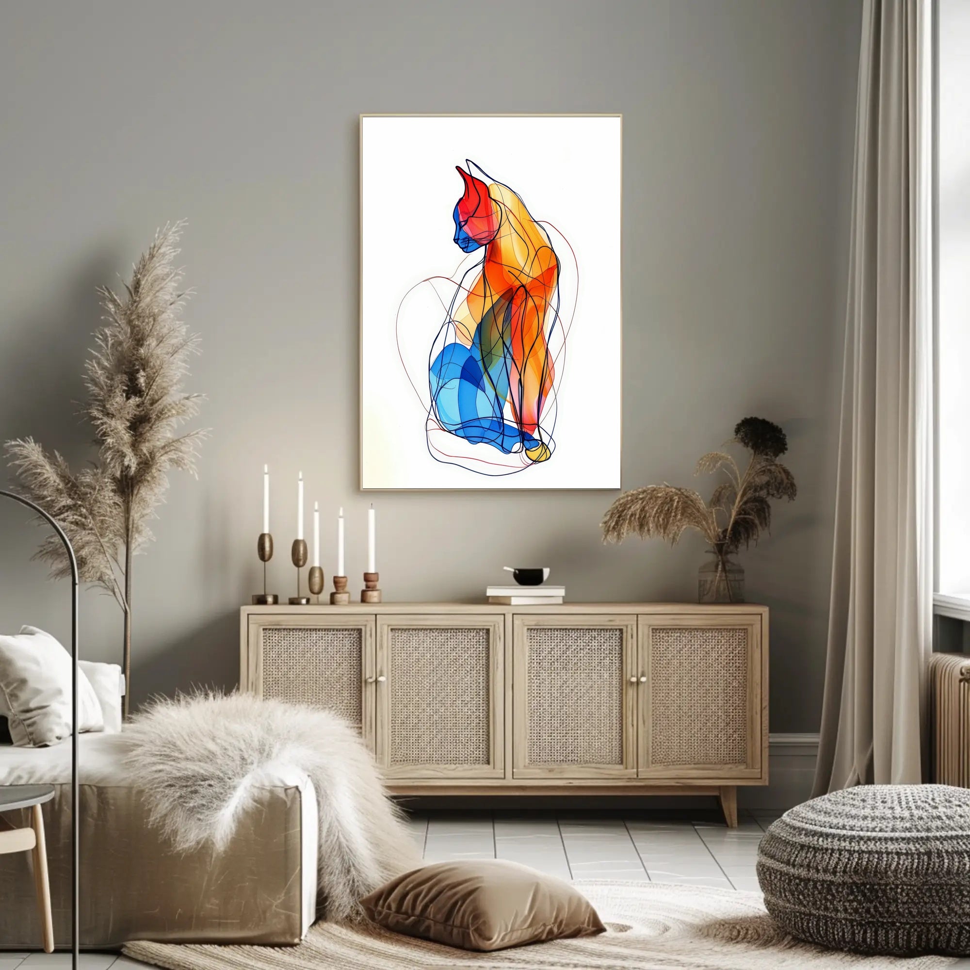 Colorful Abstract Cat Illustration for Artistic Poster PosterGoat