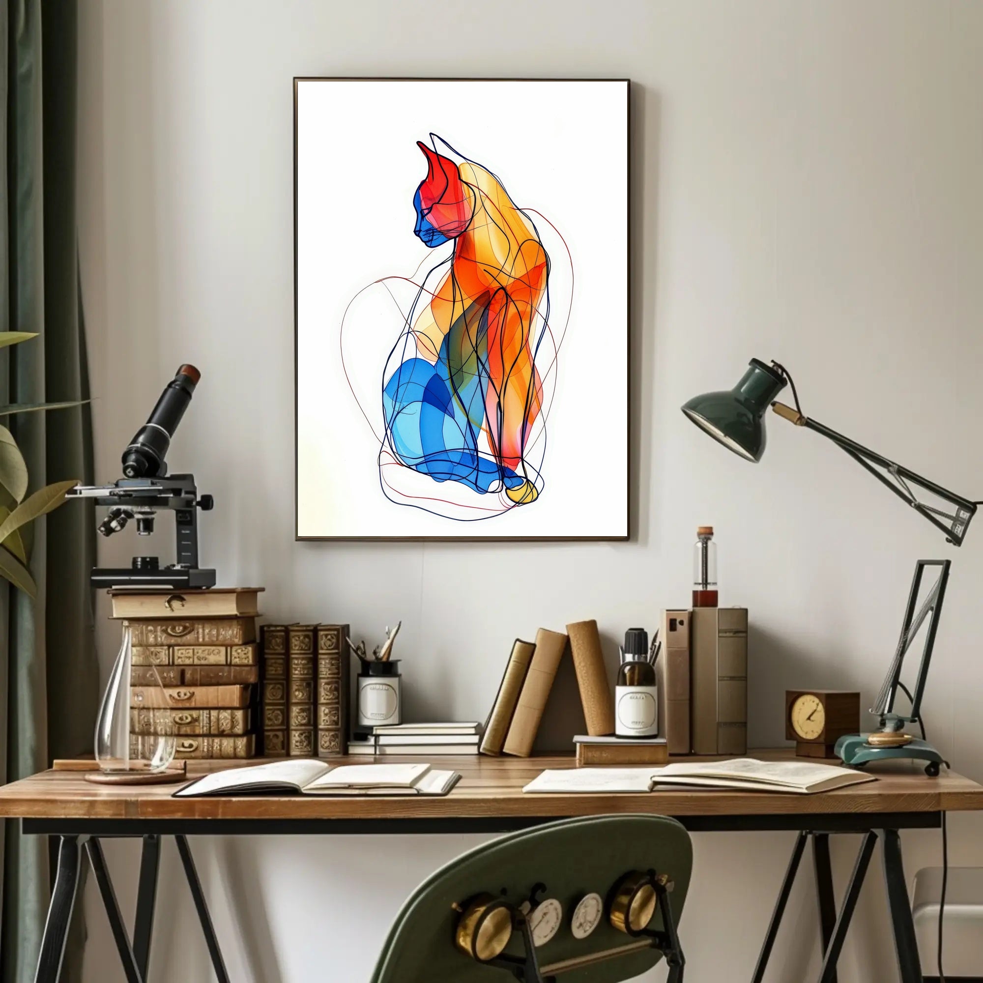 Colorful Abstract Cat Illustration for Artistic Poster PosterGoat