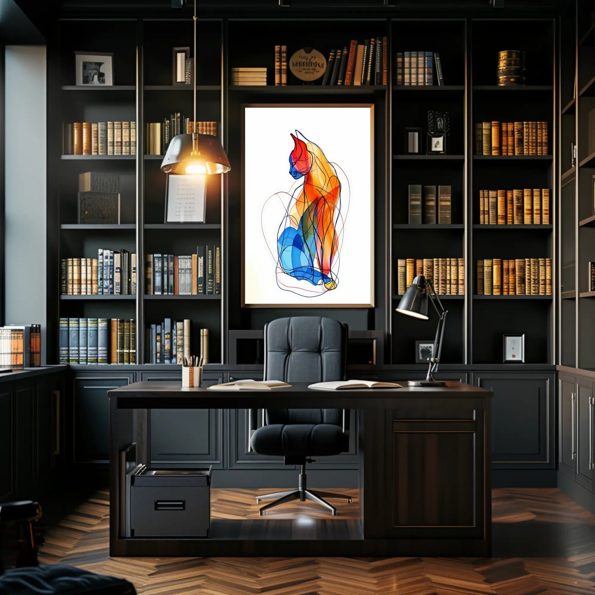 Colorful Abstract Cat Illustration for Artistic Poster PosterGoat