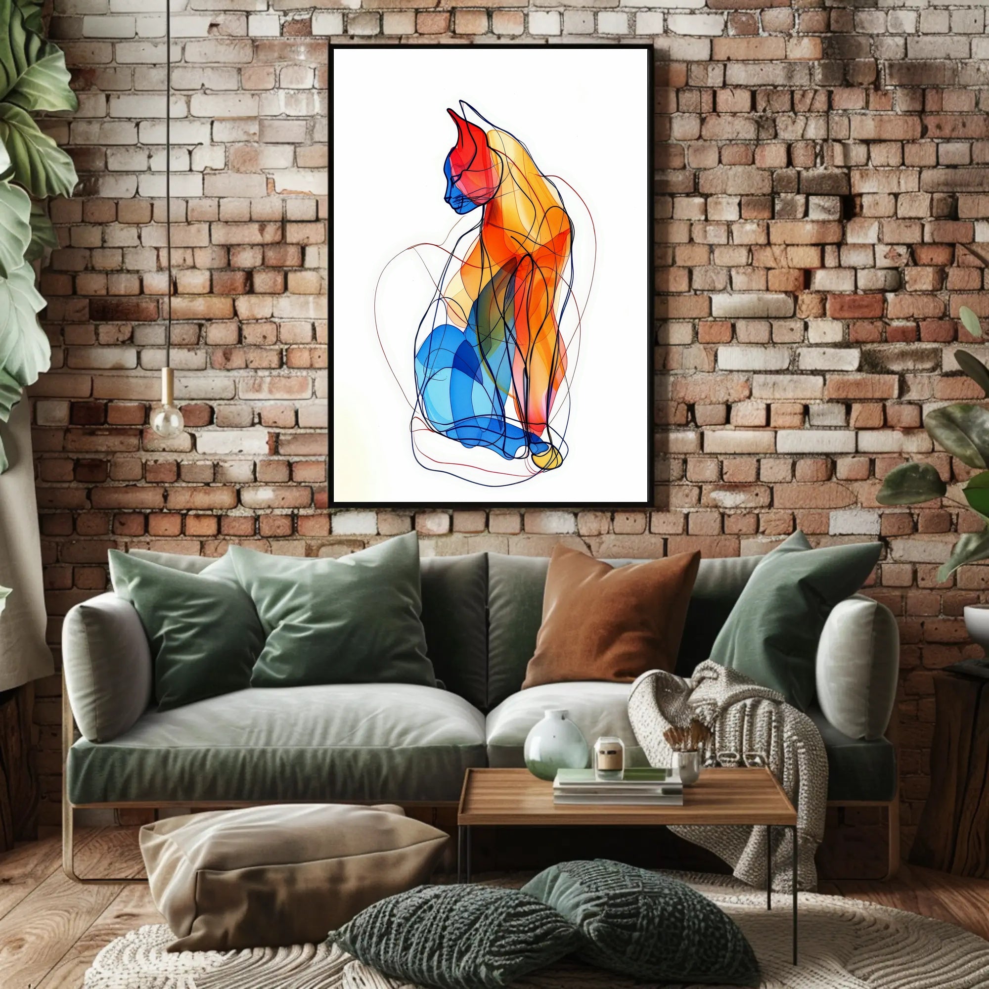 Colorful Abstract Cat Illustration for Artistic Poster PosterGoat