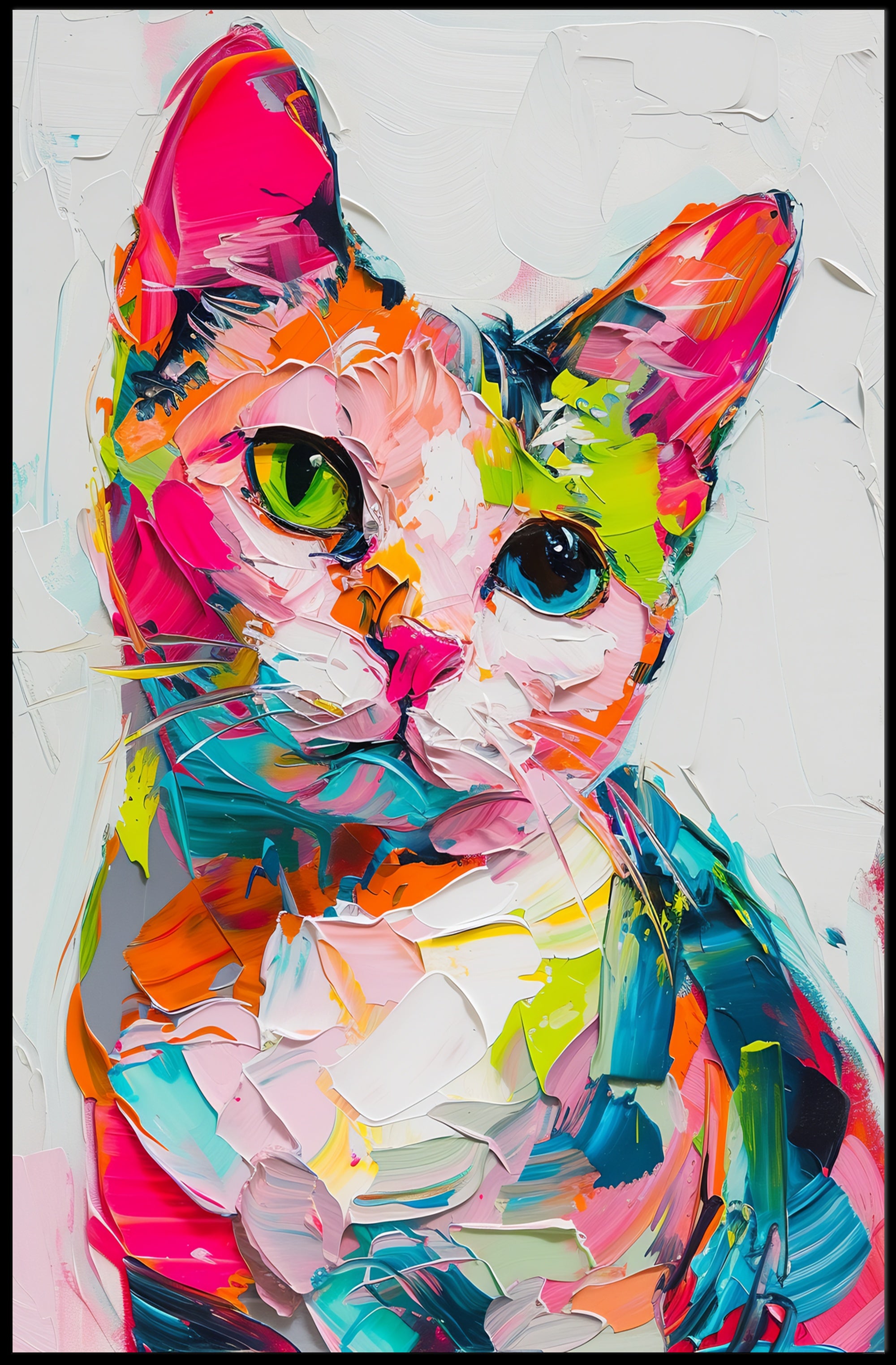 Colorful Abstract Cat Painting: Artistic Poster PosterGoat