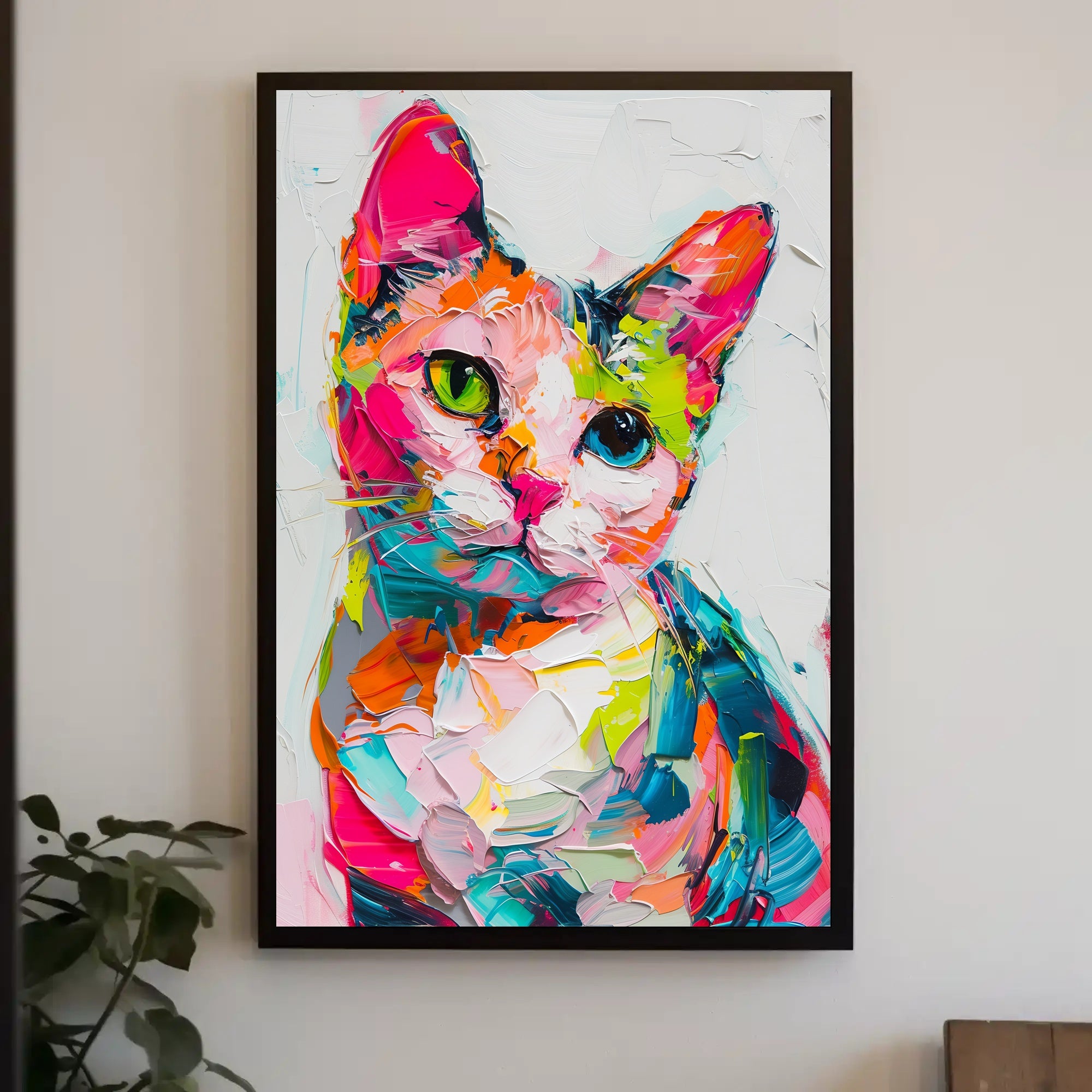 Colorful Abstract Cat Painting: Artistic Poster PosterGoat