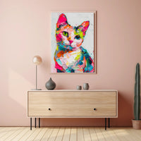 Colorful Abstract Cat Painting: Artistic Poster PosterGoat