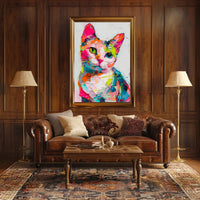 Colorful Abstract Cat Painting: Artistic Poster PosterGoat