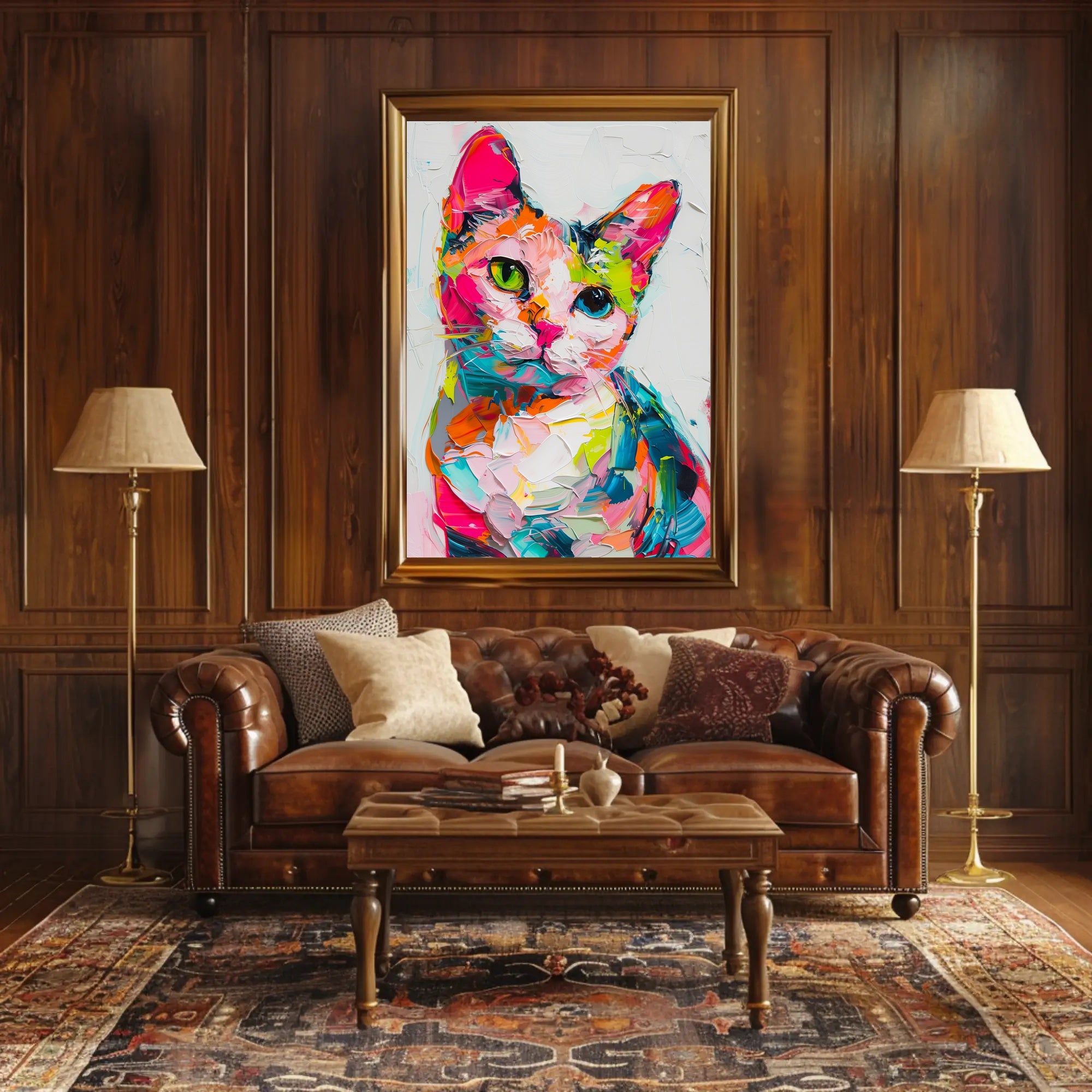 Colorful Abstract Cat Painting: Artistic Poster PosterGoat