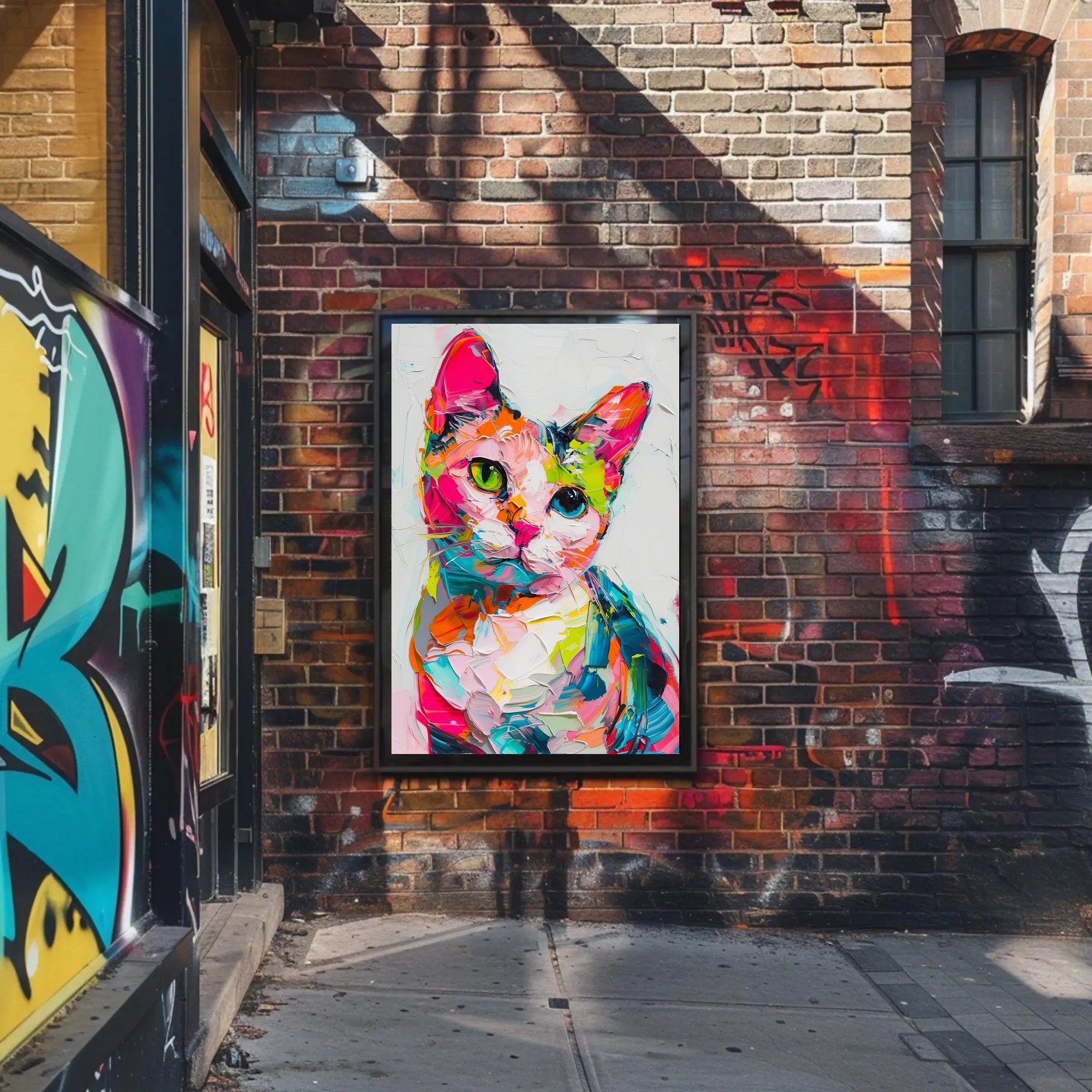 Colorful Abstract Cat Painting: Artistic Poster PosterGoat