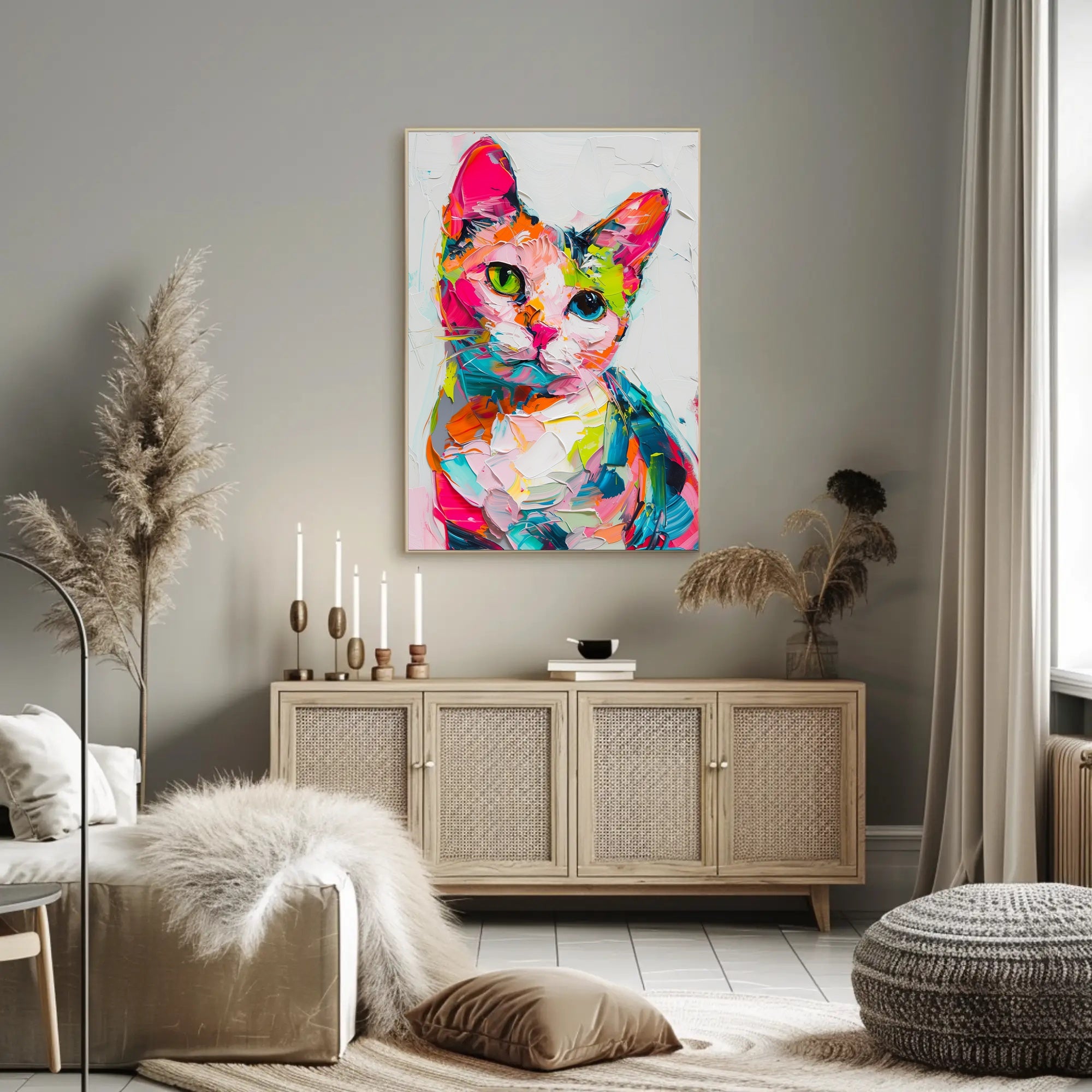 Colorful Abstract Cat Painting: Artistic Poster PosterGoat