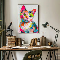 Colorful Abstract Cat Painting: Artistic Poster PosterGoat