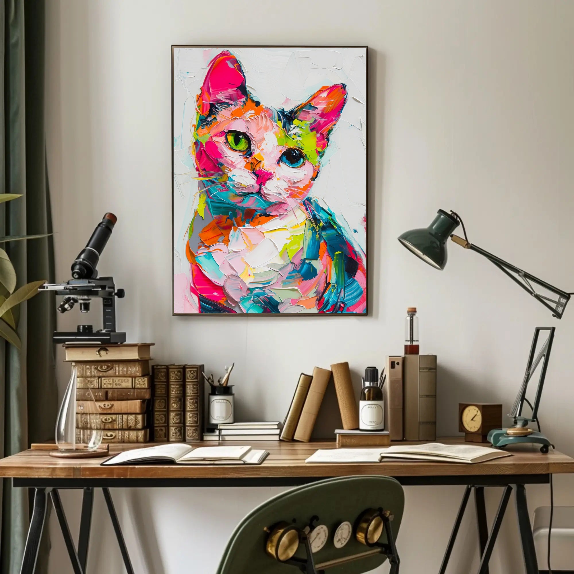 Colorful Abstract Cat Painting: Artistic Poster PosterGoat