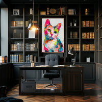 Colorful Abstract Cat Painting: Artistic Poster PosterGoat