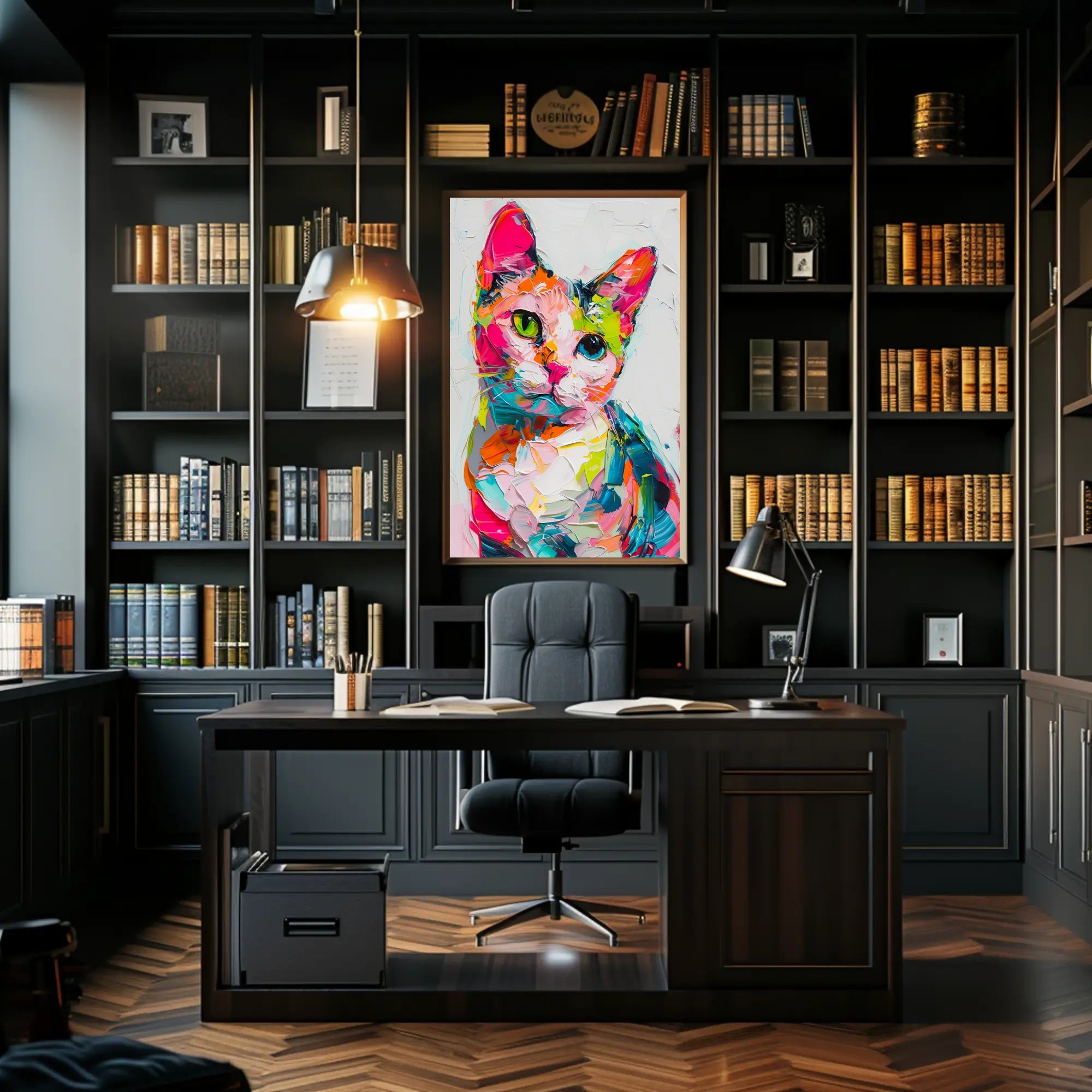 Colorful Abstract Cat Painting: Artistic Poster PosterGoat
