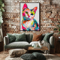 Colorful Abstract Cat Painting: Artistic Poster PosterGoat
